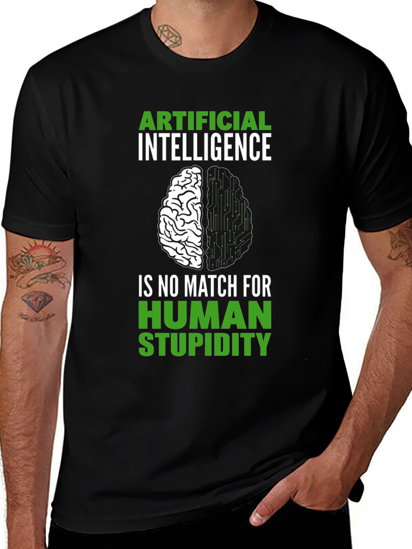Variant 27 of Artificial Intelligence vs Human Stupidity Graphic T-Shirt