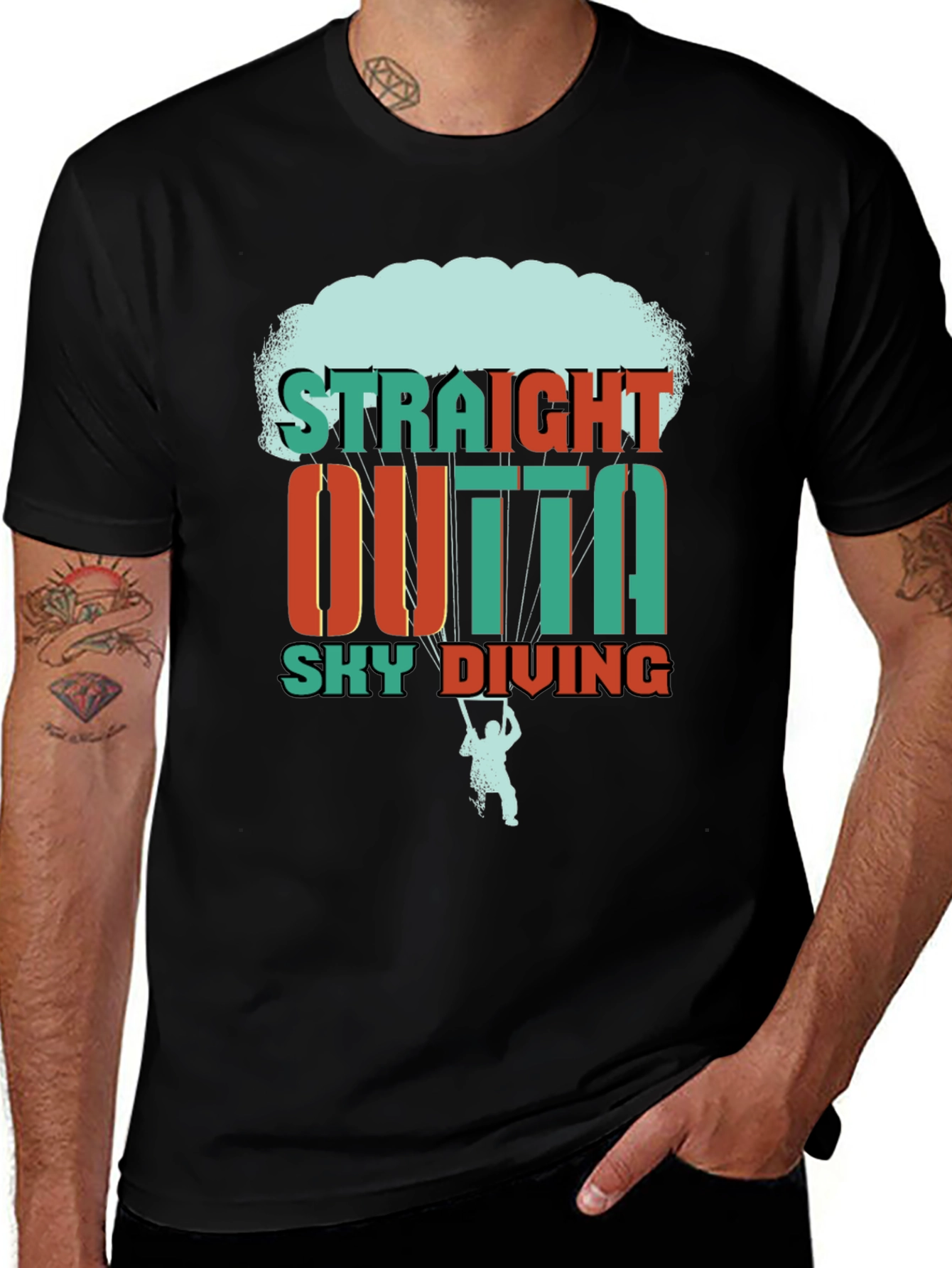 Straight Outta Sky Diving Black T-Shirt