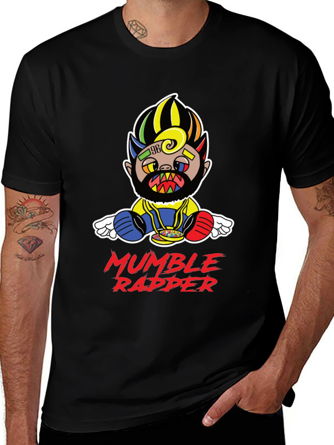 Variant 4 of Mumble Rapper Graphic T-Shirt - Black Cotton Tee