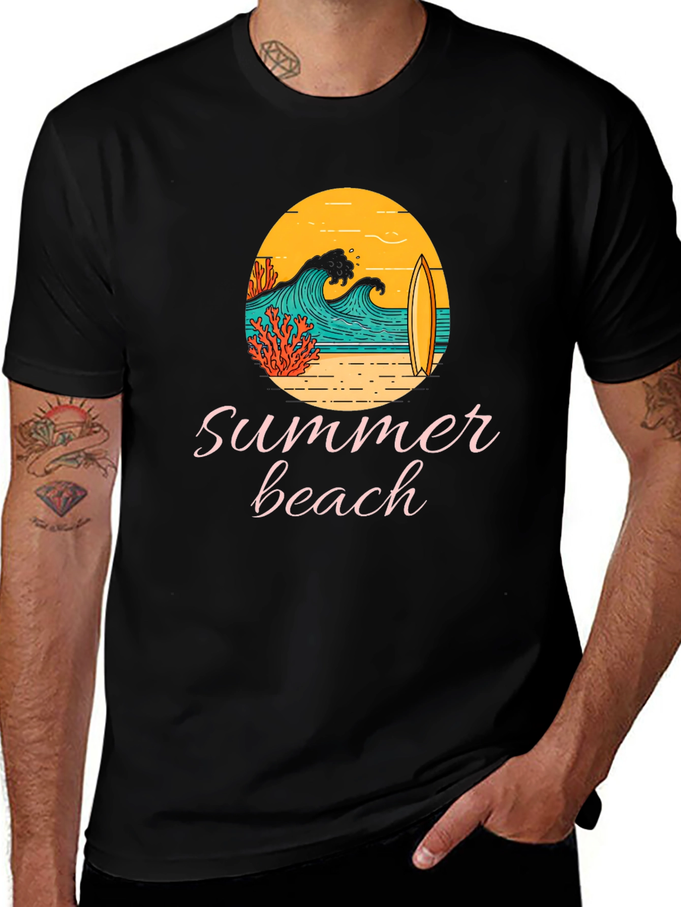 Variant 30 of Summer Beach Graphic Tee - Black