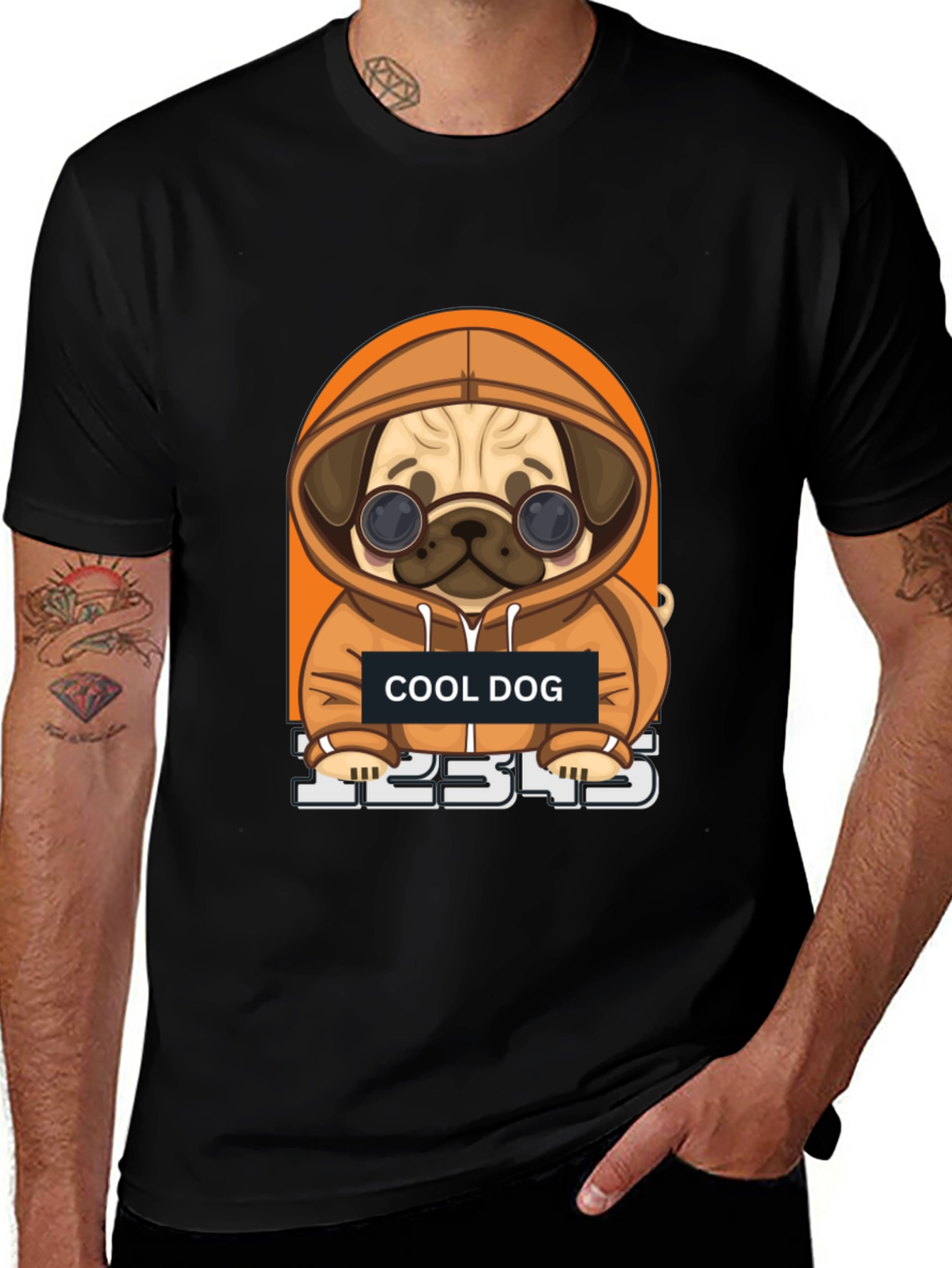 Variant 15 of Cool Dog Graphic T-Shirt - Unique Pug Design