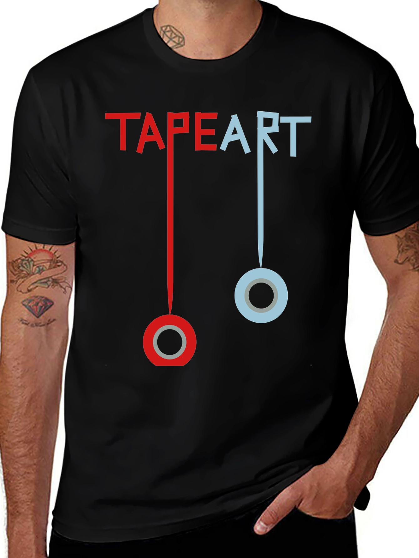 Variant 27 of Tape Art T-Shirt: Creative Graphic Tee