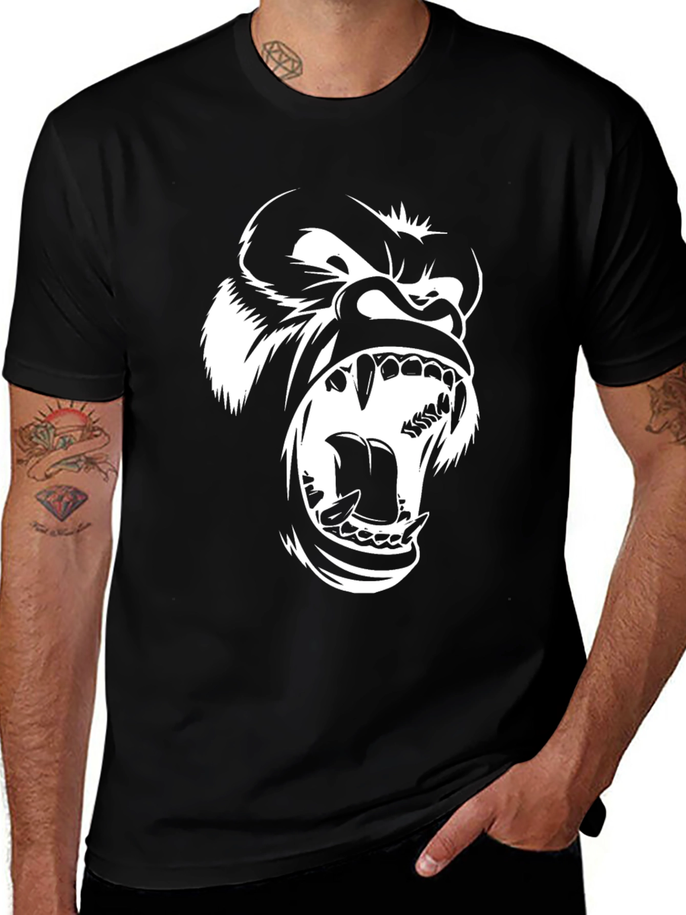 Variant 19 of Gorilla Graphic Tee - Black T-Shirt