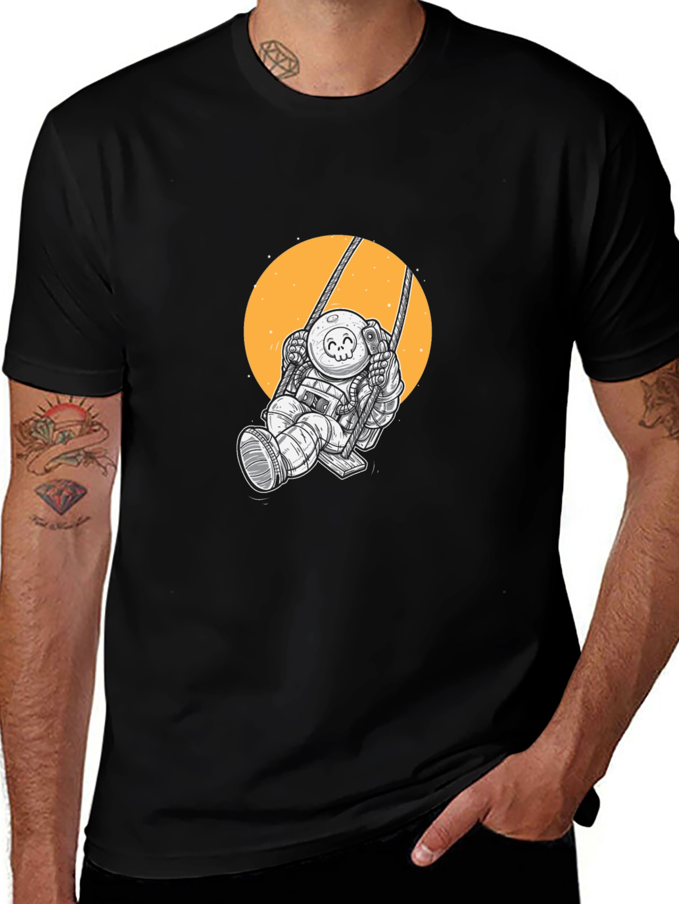 Variant 29 of Astronaut on Swing Graphic Tee - Black