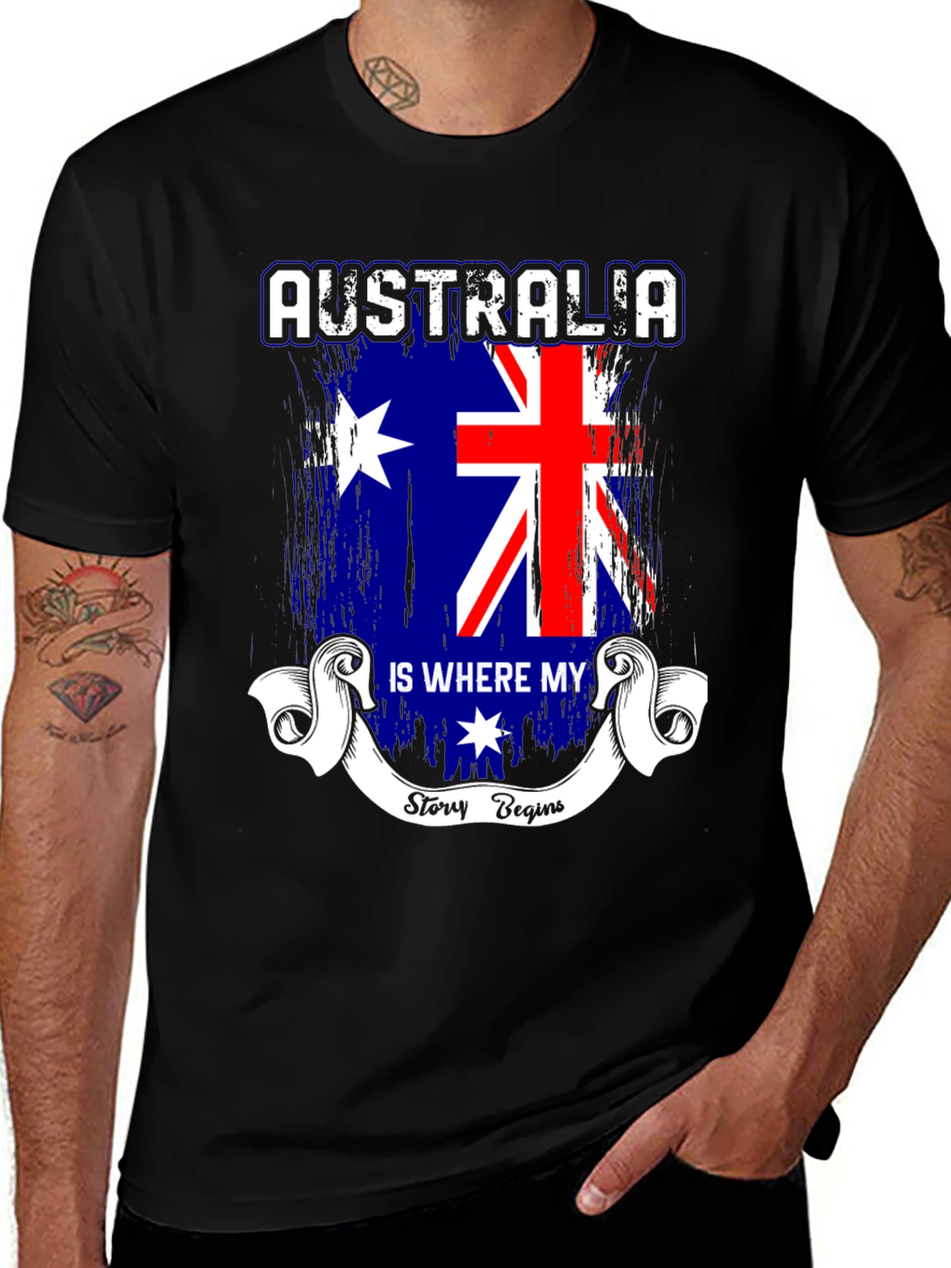 Australia Flag Graphic Print Men's T-Shirt