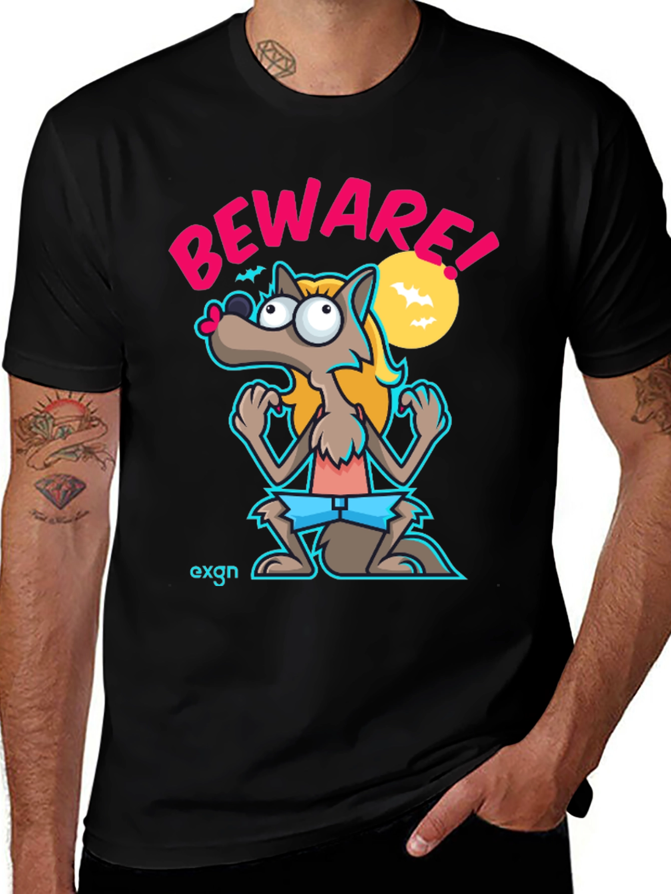 Variant 29 of Beware! Wolf T-Shirt - Novelty Graphic Tee