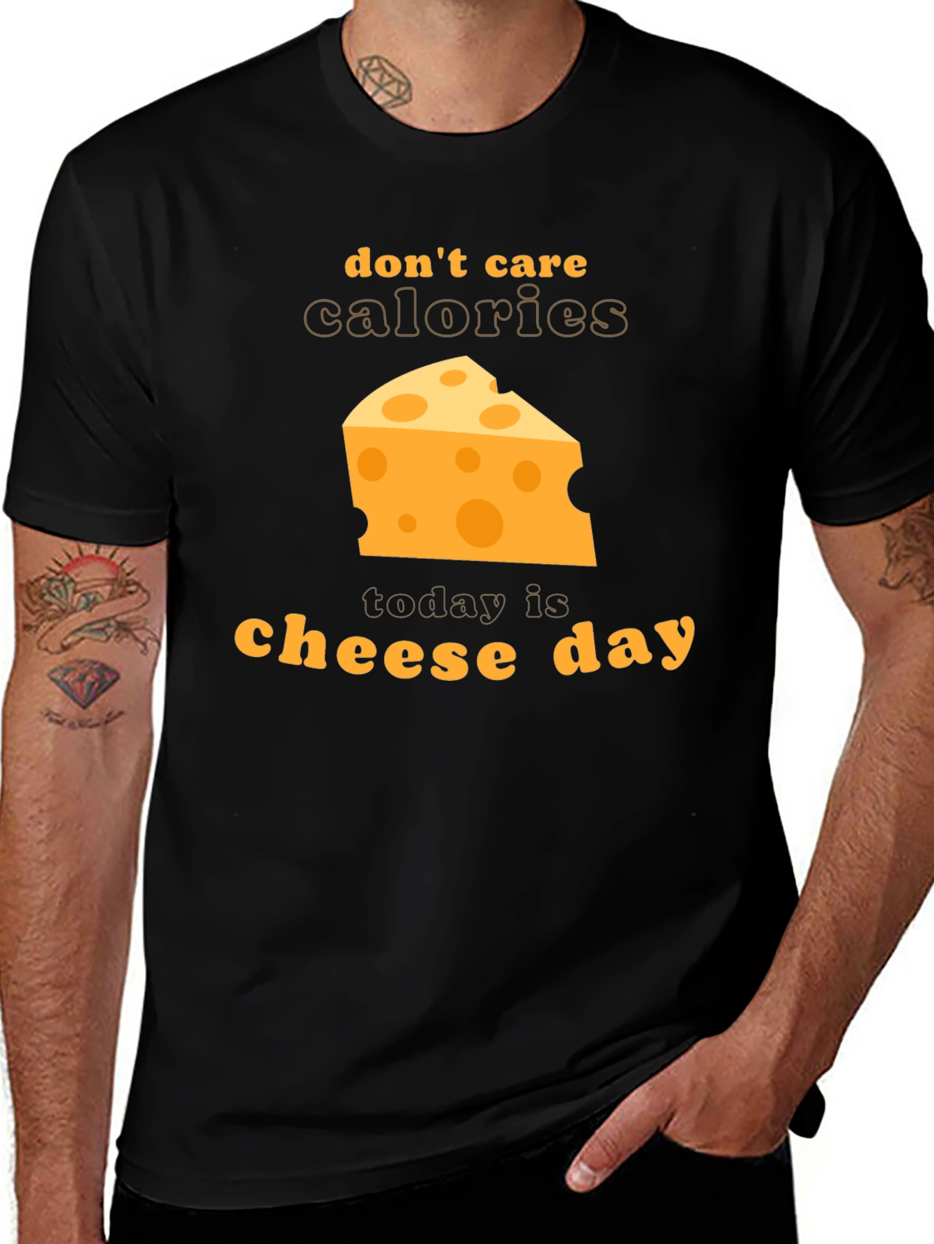 Funny "Cheese Day" Graphic Tee - Don't Care Calories T-Shirt
