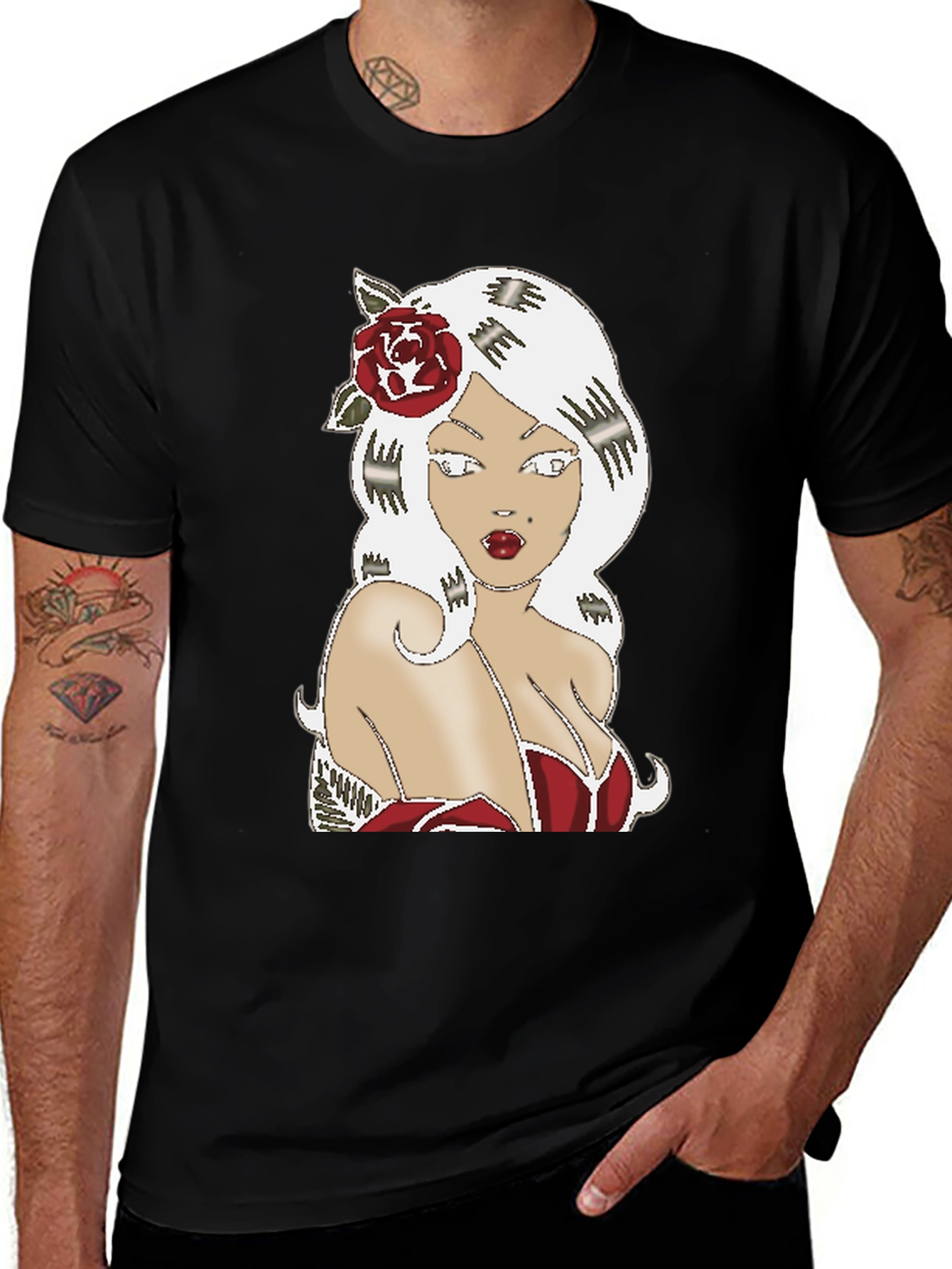 Variant 16 of Vampire Woman Rose T-Shirt - Classic Graphic Tee