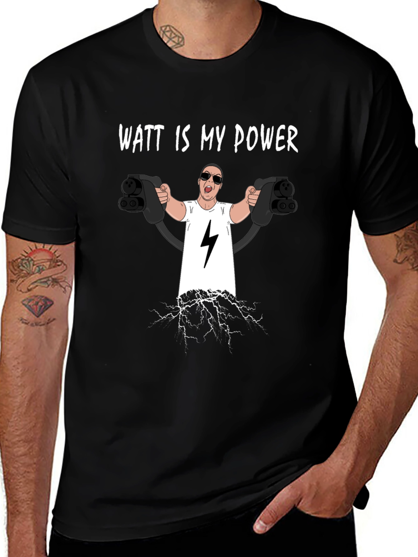 Variant 25 of Watt Is My Power Funny Electric Car T-Shirt