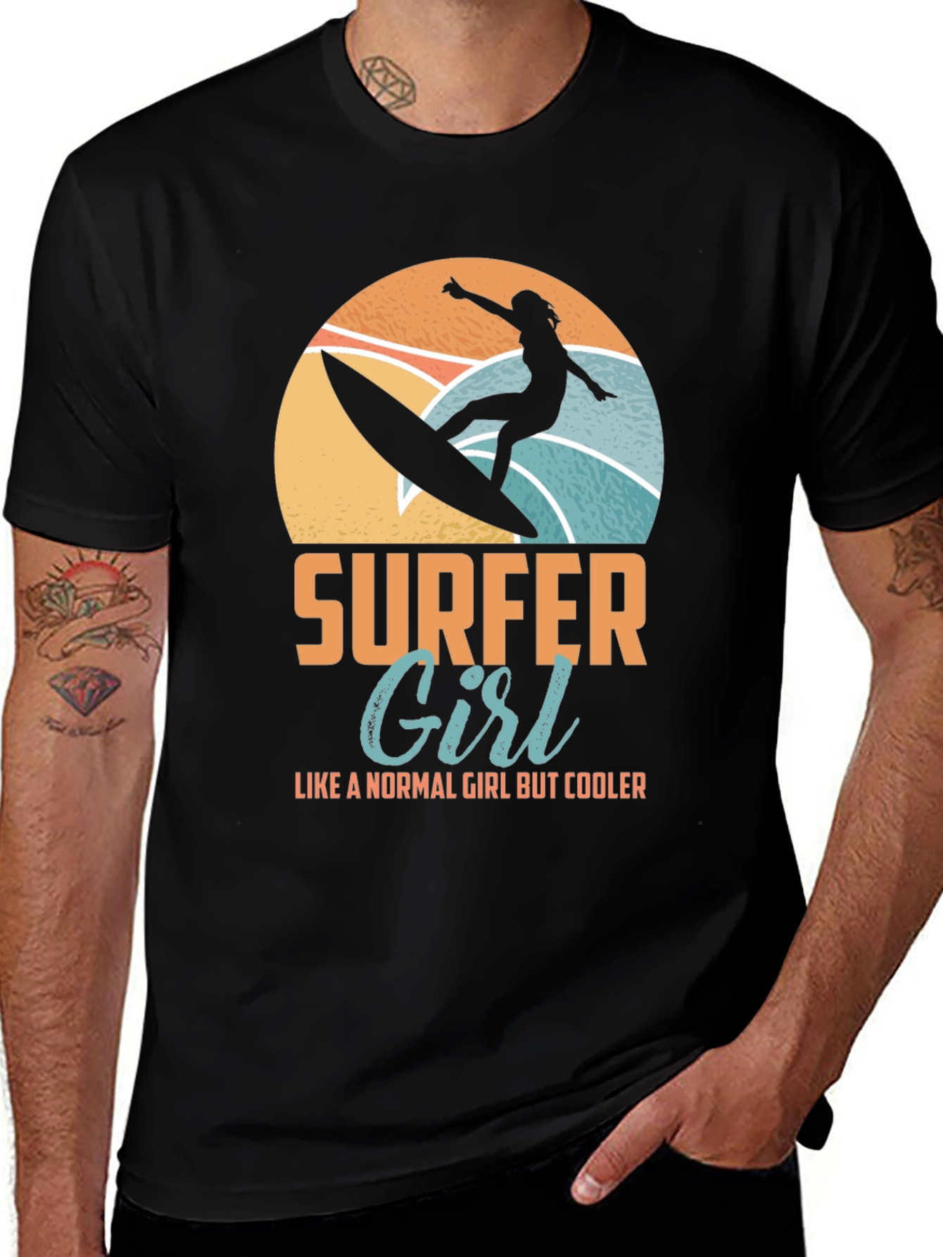 Variant 13 of Surfer Girl Graphic Tee - Cool Beach Vibes