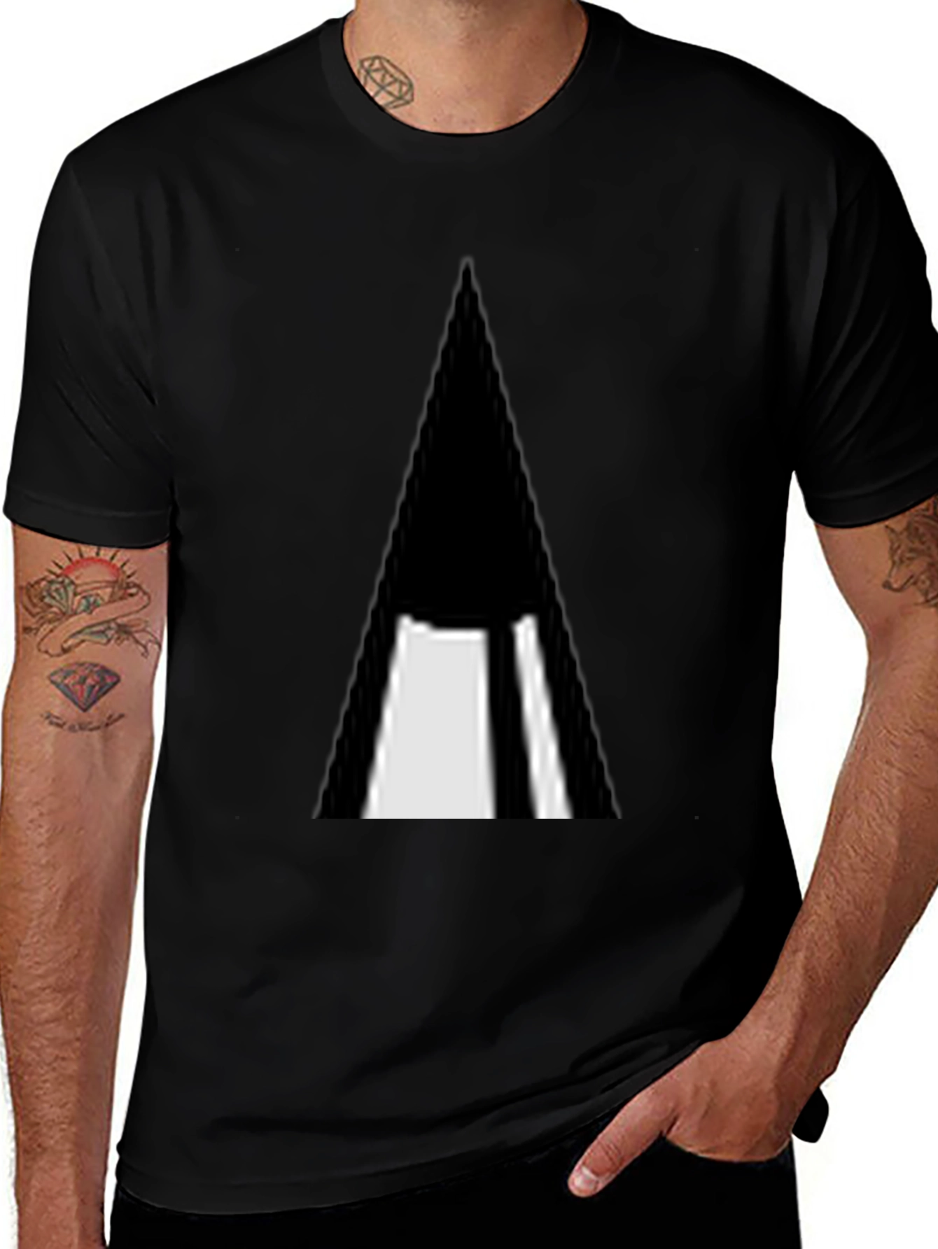 Variant 24 of Modern Graphic Tee - Black Triangle Design