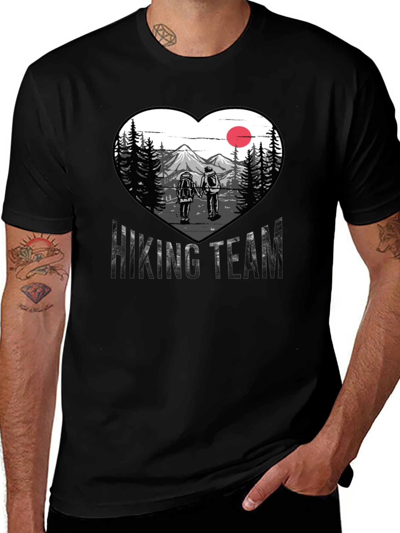 Variant 24 of Hiking Team Heart Graphic Tee - Nature Lovers Shirt