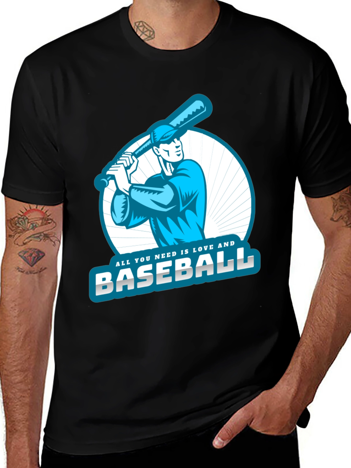 Variant 14 of Baseball Love Graphic T-Shirt - Black