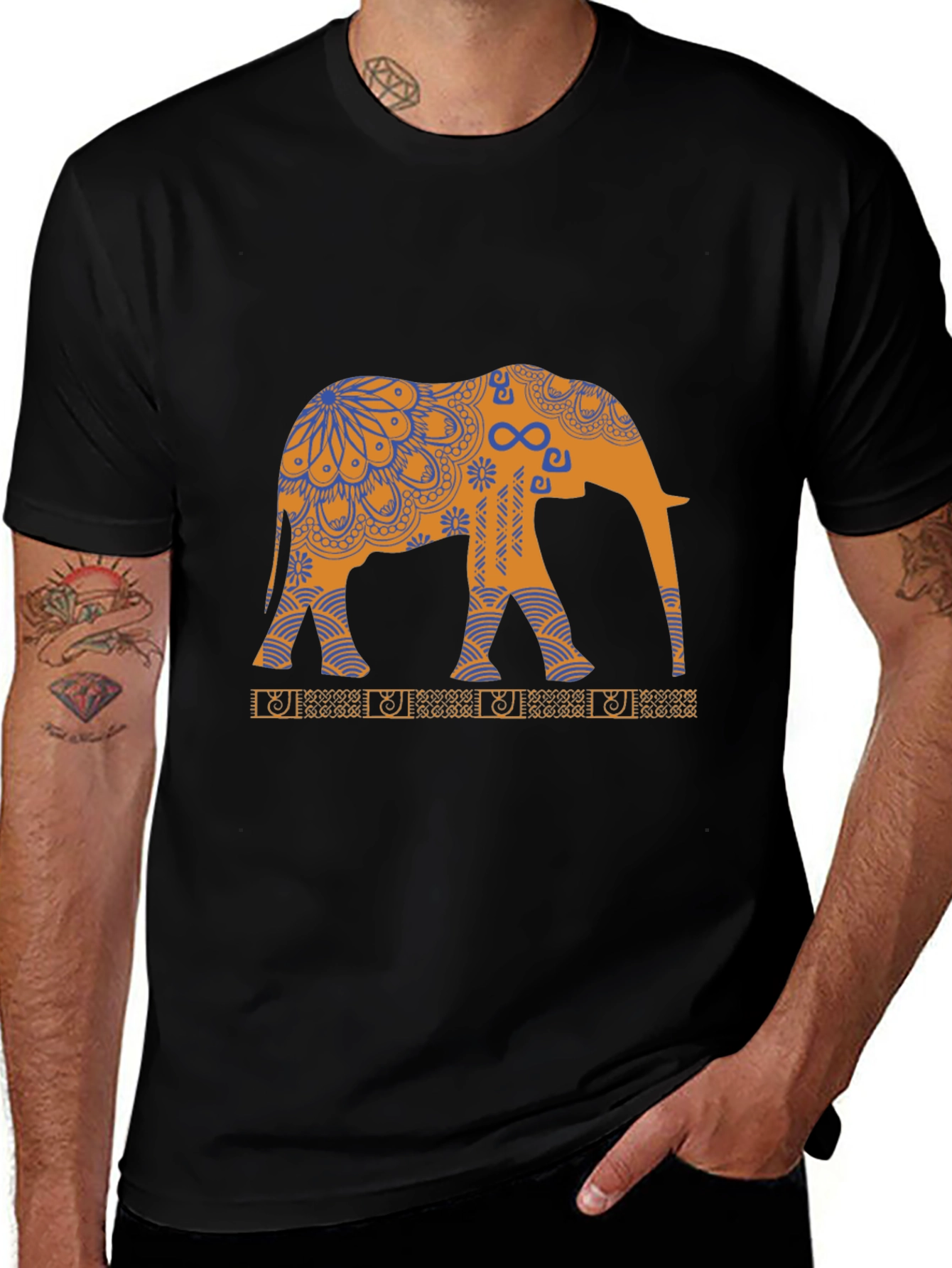 Variant 13 of Elephant Graphic Print Crew Neck T-Shirt