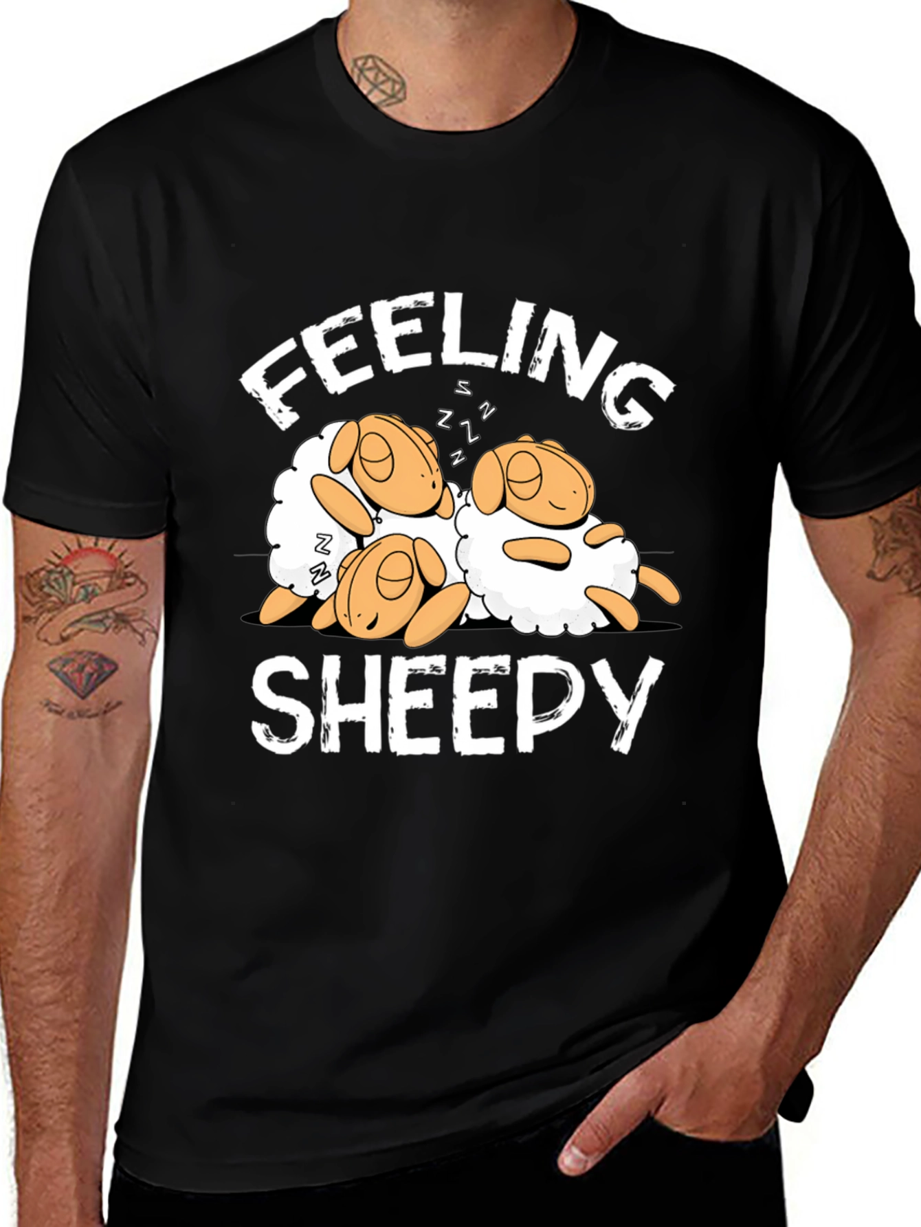 Black Feeling Sheepy Black Graphic T-Shirt main image