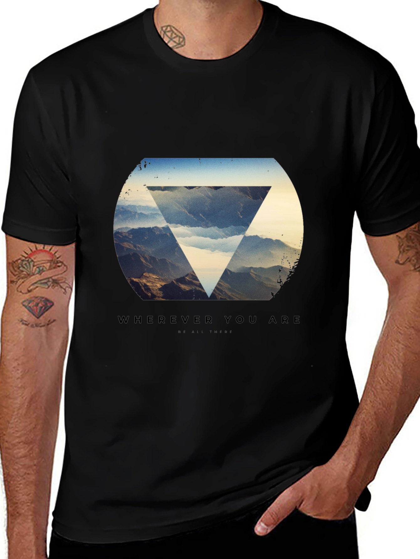 Variant 15 of Black T-Shirt with Mountain Graphic