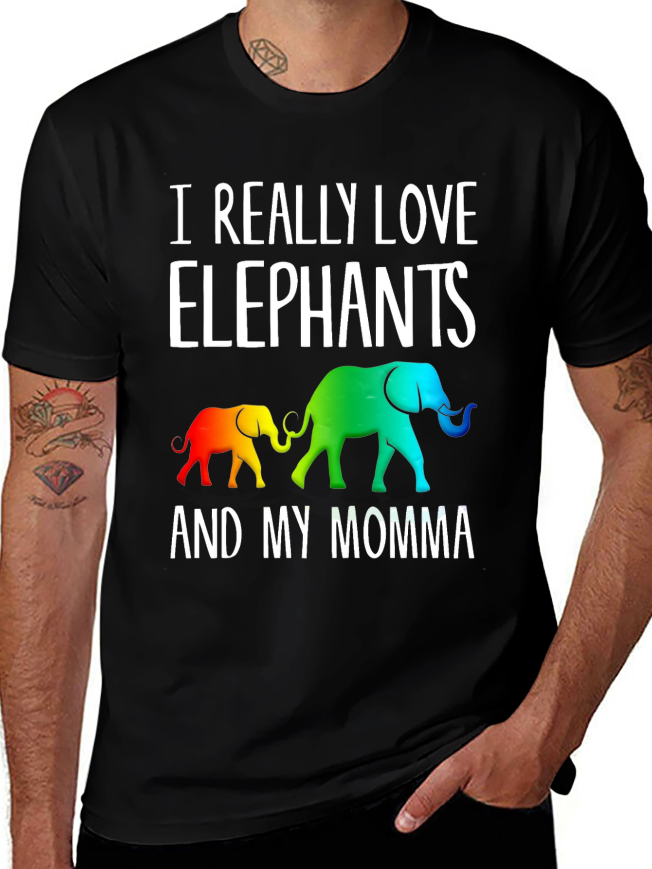 I Really Love Elephants And My Momma Graphic Tee