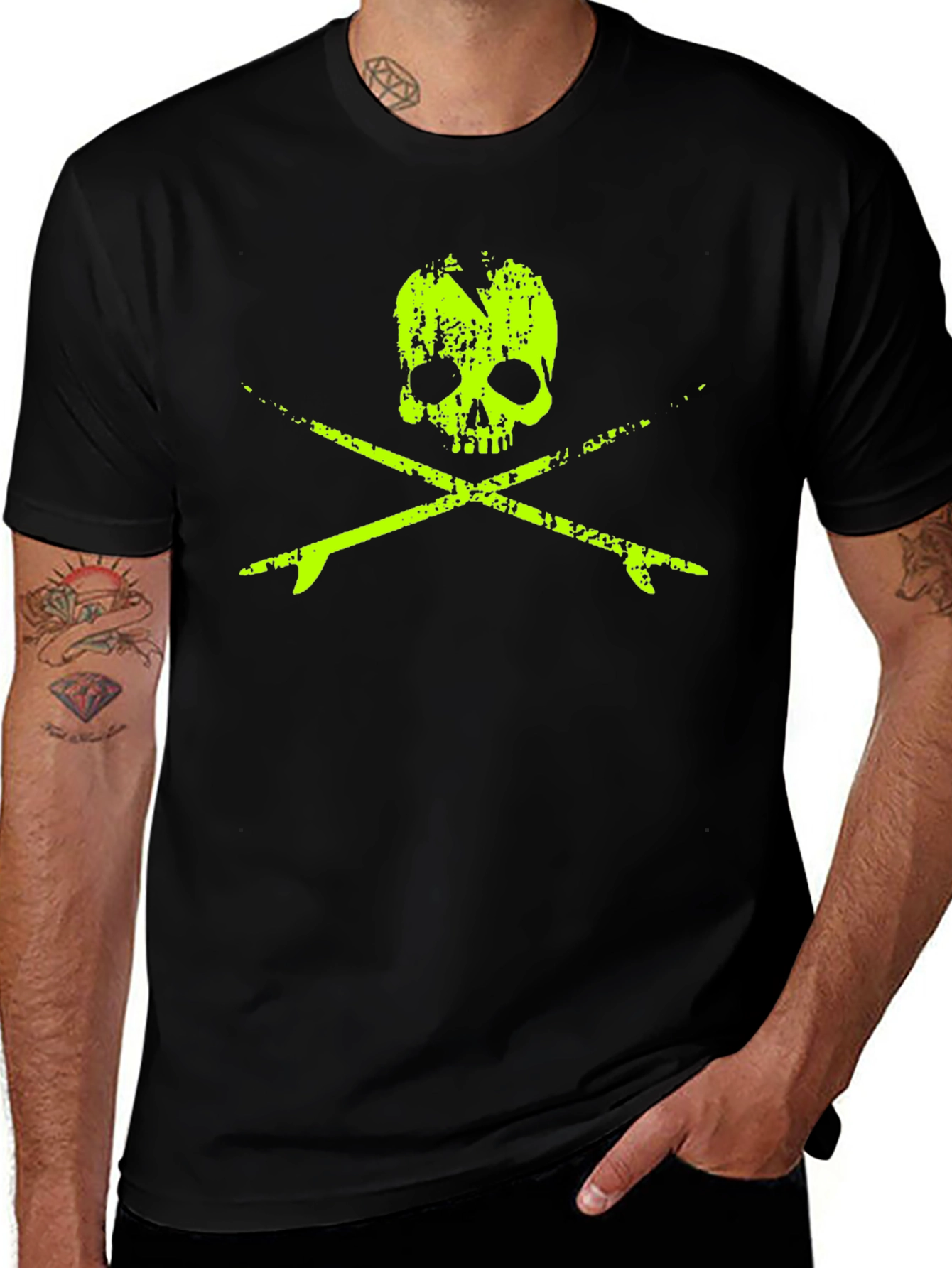 Variant 9 of Skull & Surfboards Black T-Shirt