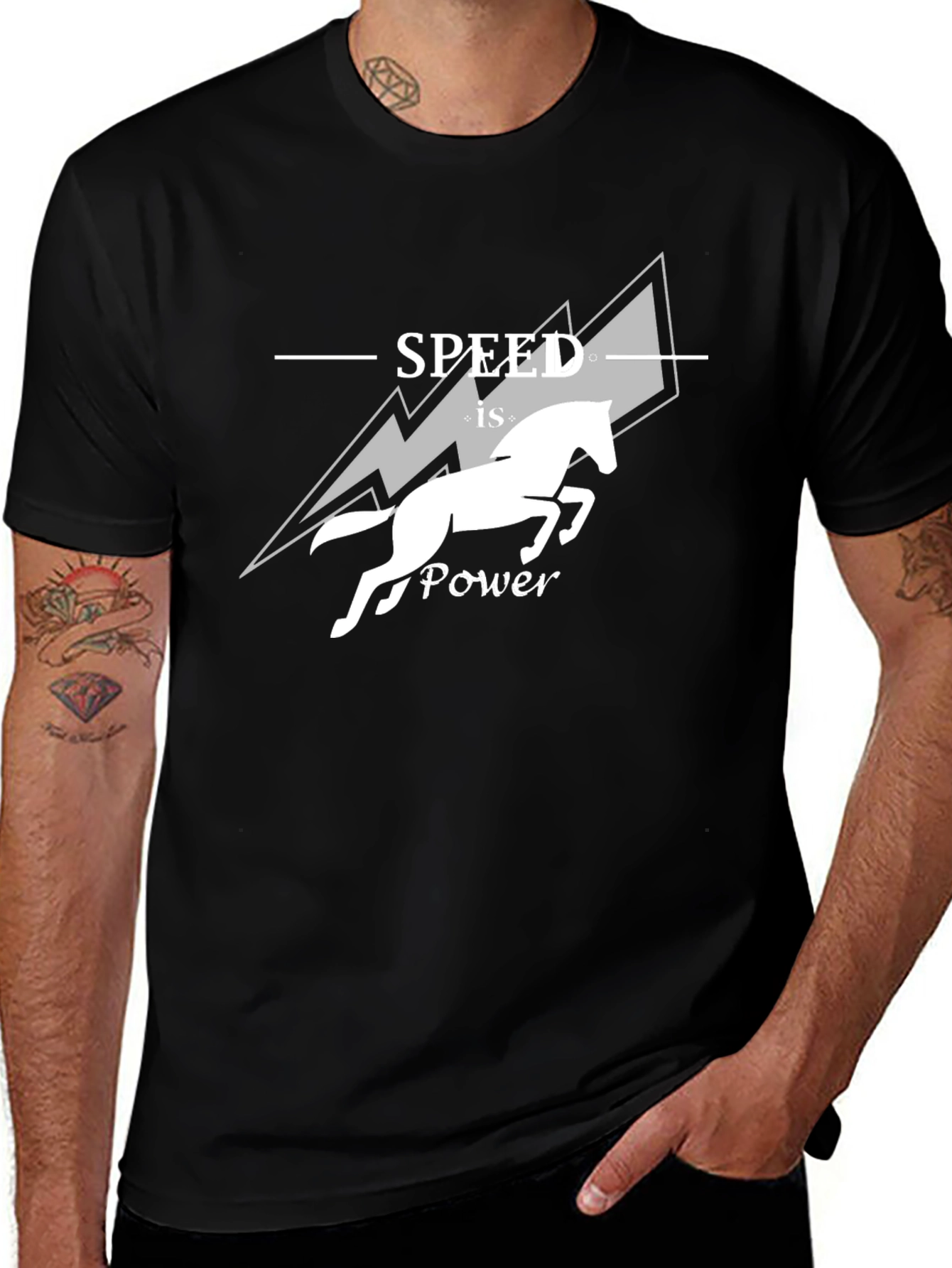 Variant 6 of Speed is Power Graphic Tee - Horse Design