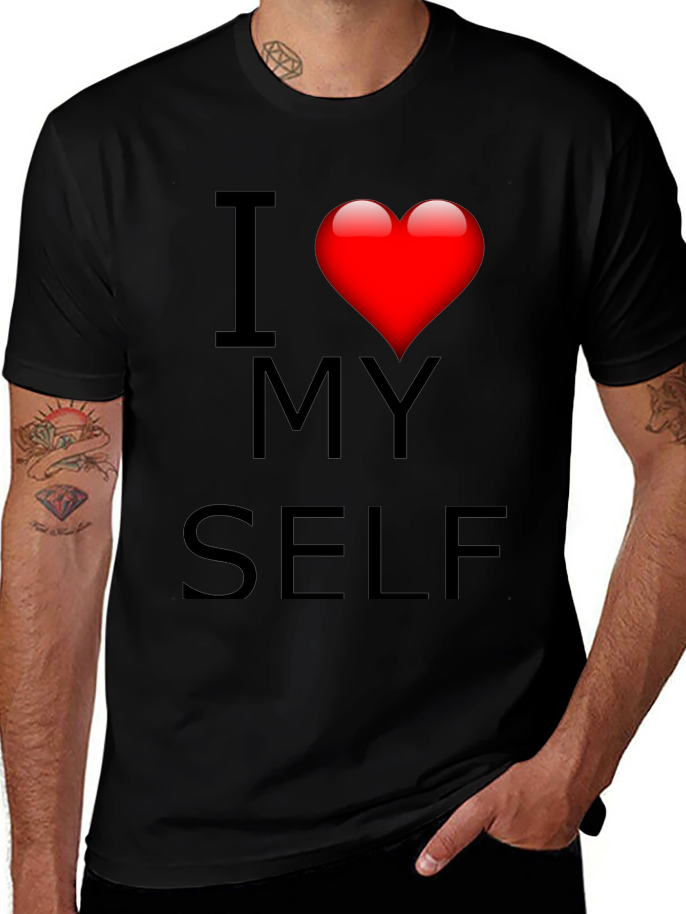Variant 21 of I Heart Myself Graphic Tee - Black Cotton Comfort