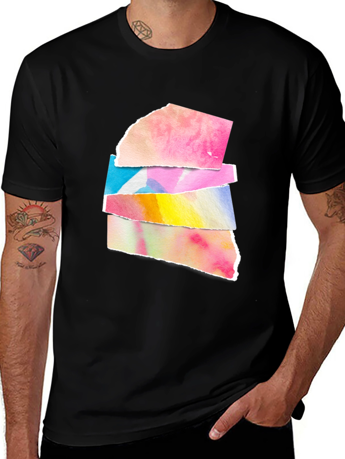 Variant 23 of Abstract Watercolor Black T-Shirt
