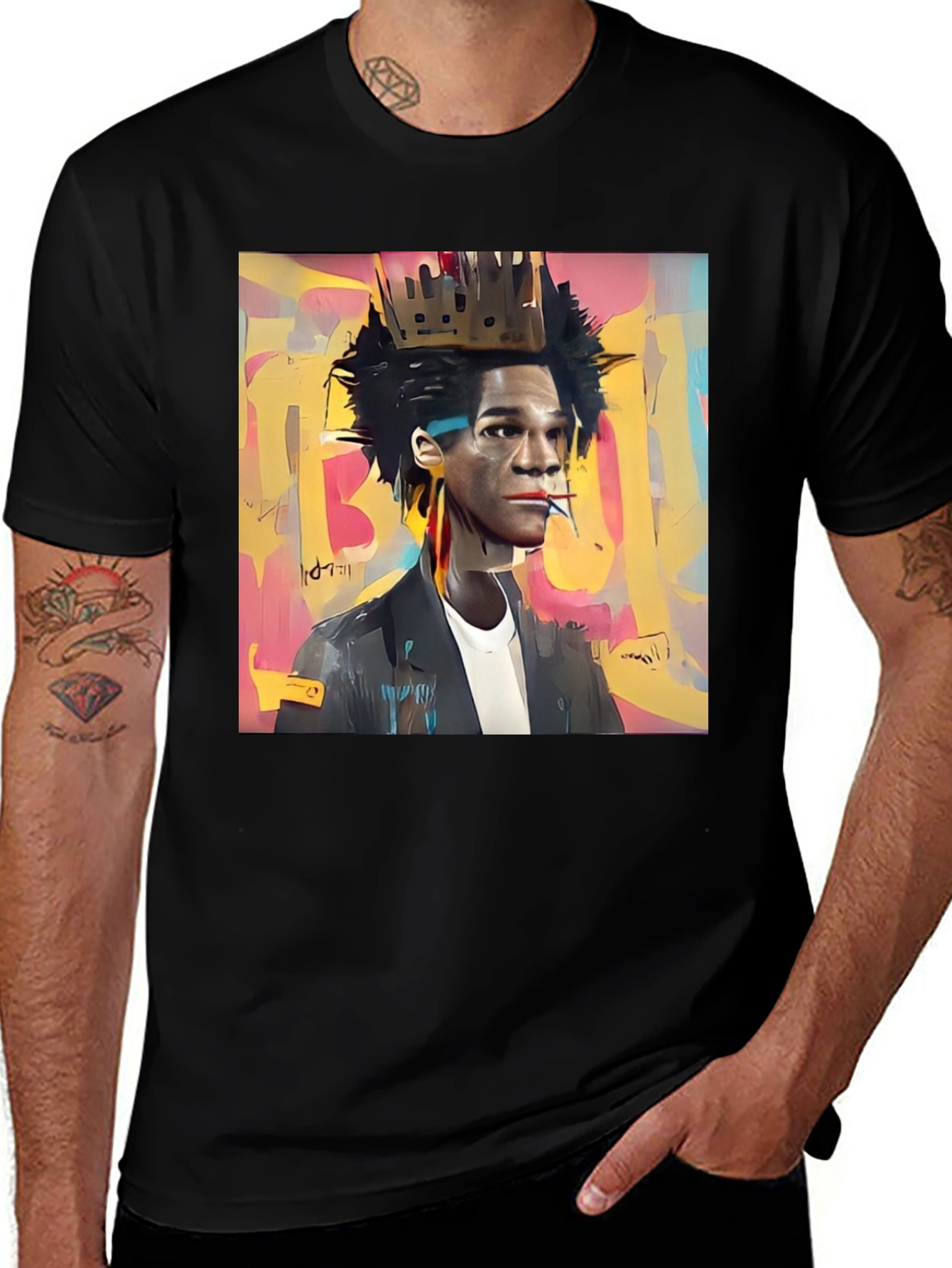 Basquiat Crown Graphic Tee - Stylish Art T-Shirt