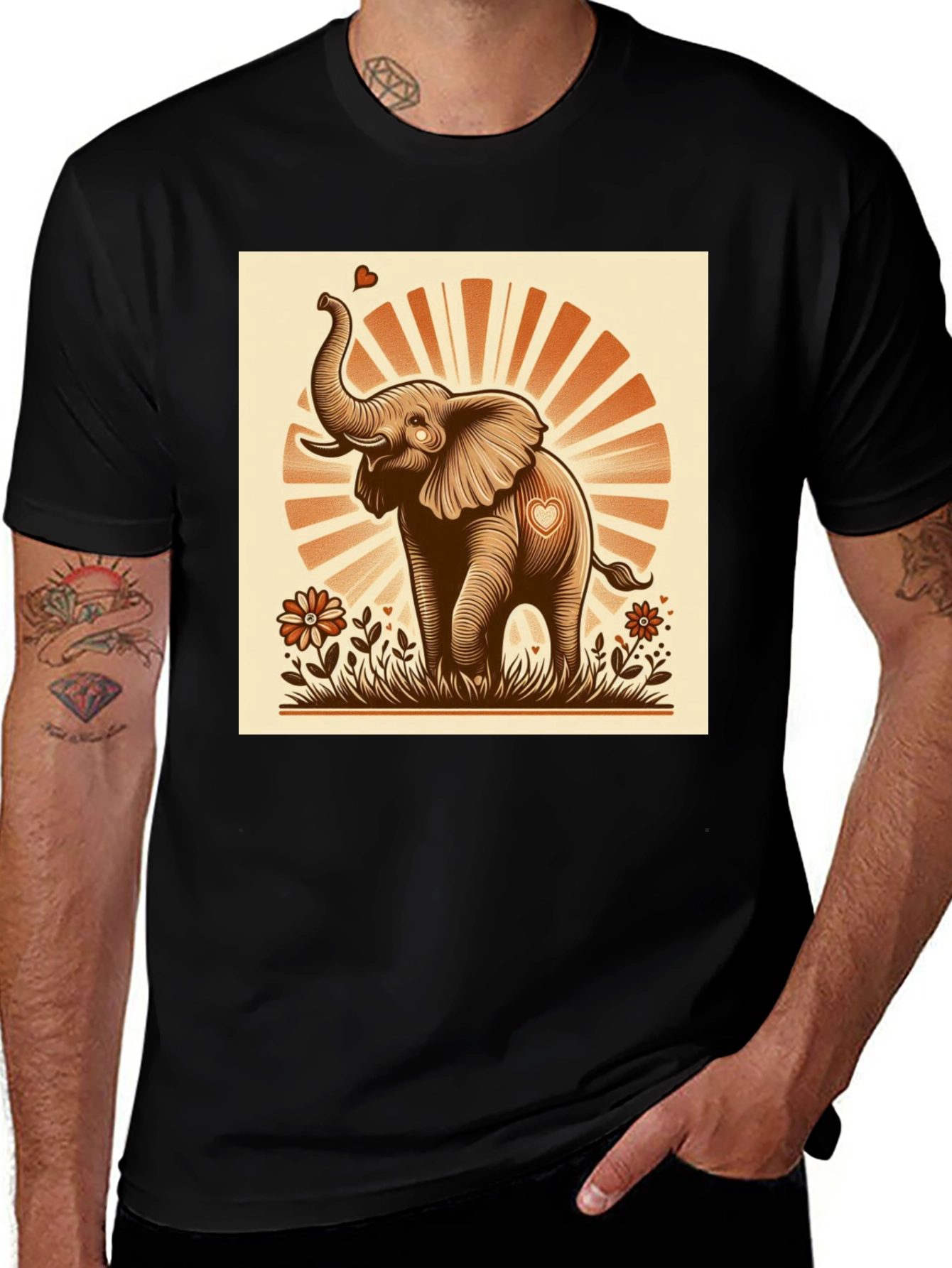 Variant 6 of Cute Elephant Heart T-Shirt - Graphic Tee