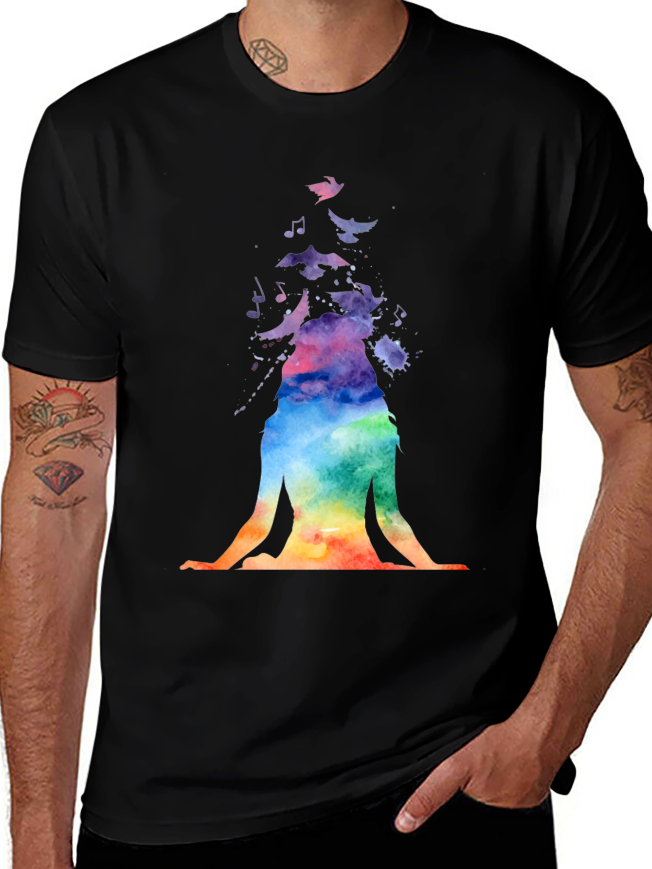 Variant 29 of Watercolor Meditating Yoga T-Shirt