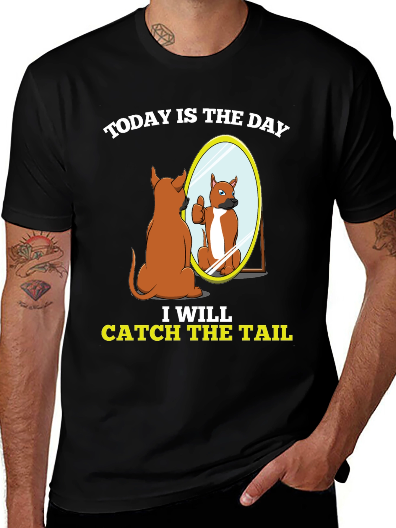 Variant 11 of Funny Dog Catch The Tail T-Shirt