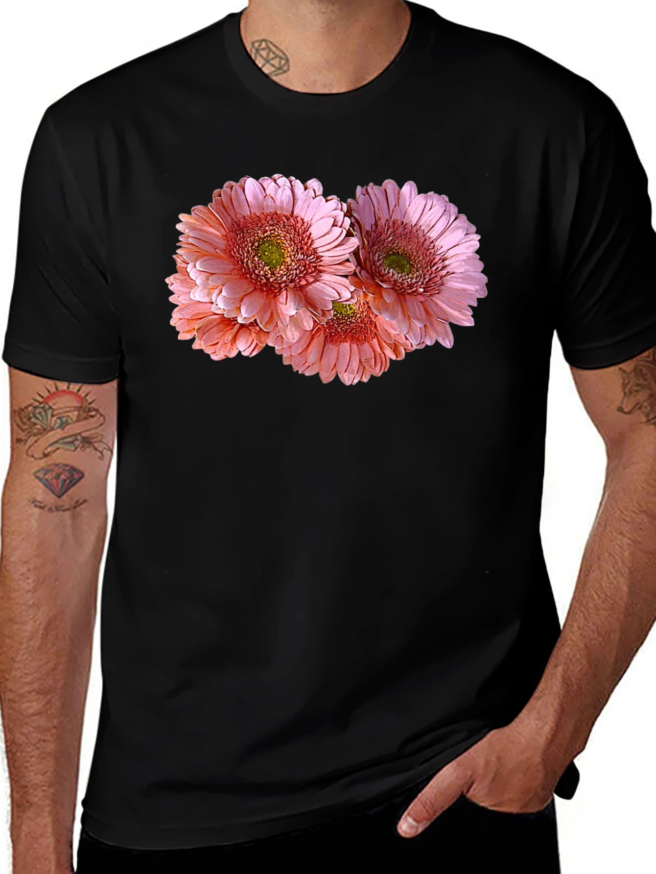 Variant 30 of Floral Print Black T-Shirt