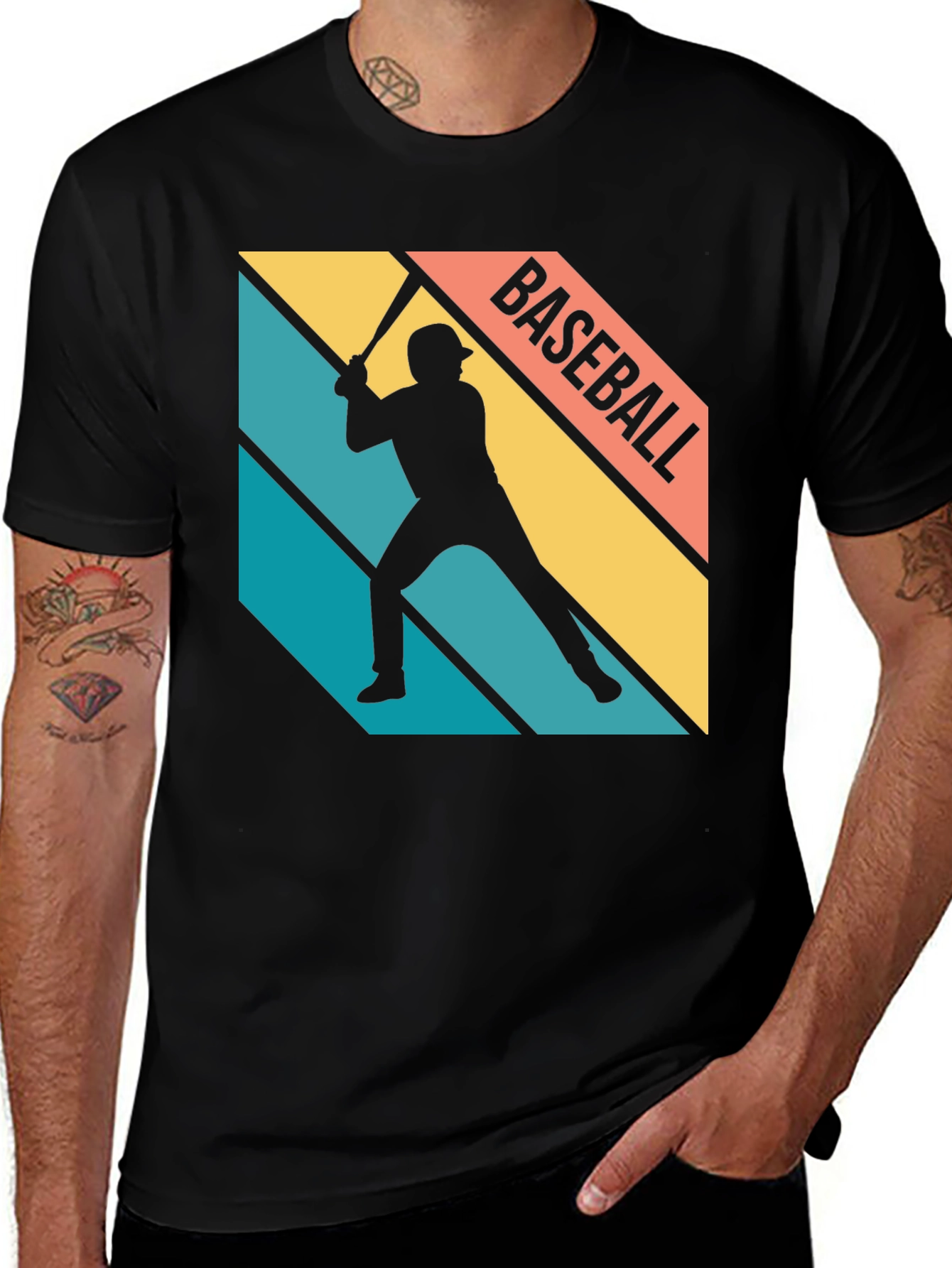 Variant 25 of Baseball Silhouette Retro Graphic Tee