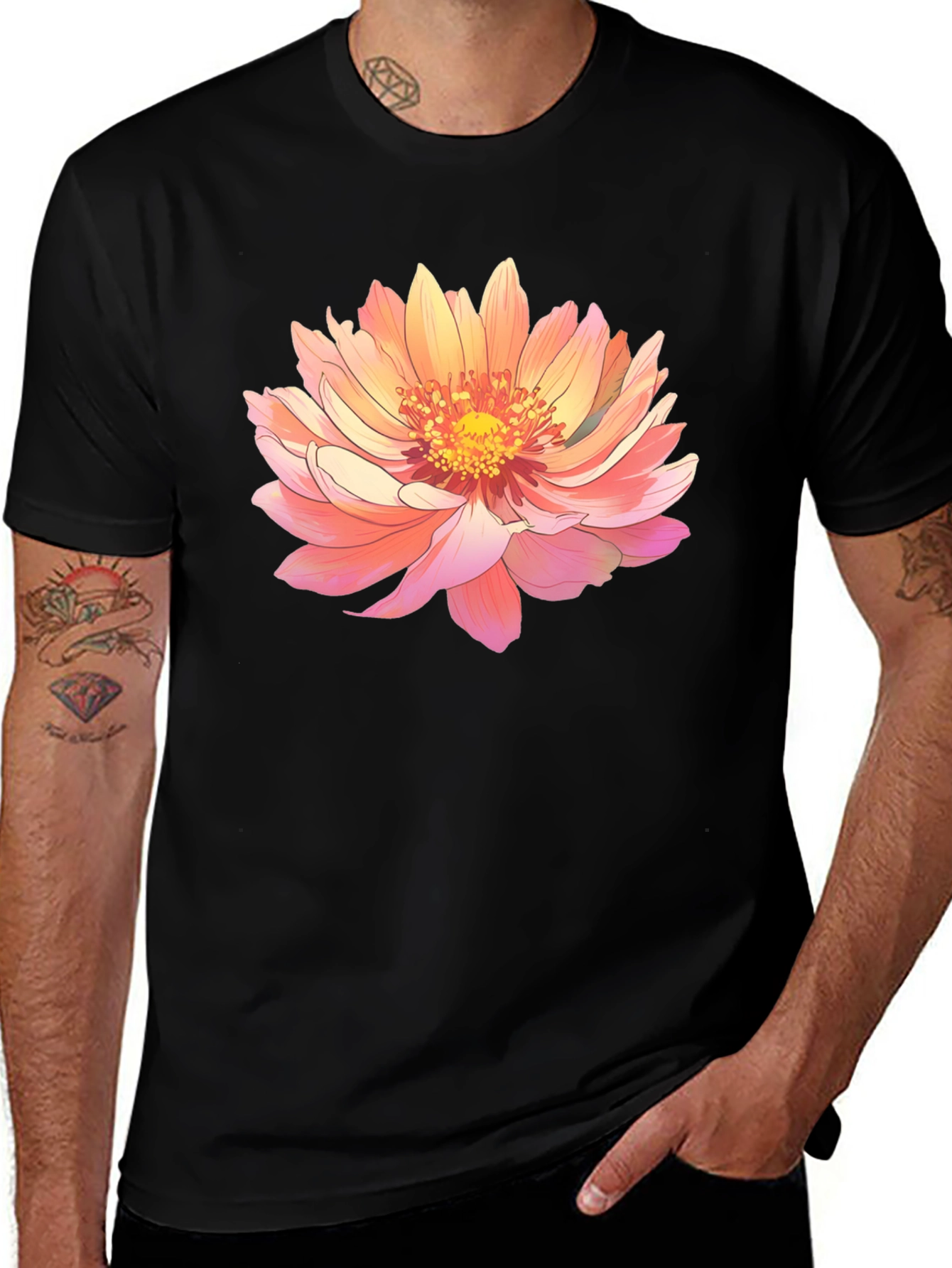 Variant 7 of Floral Print Black Tee