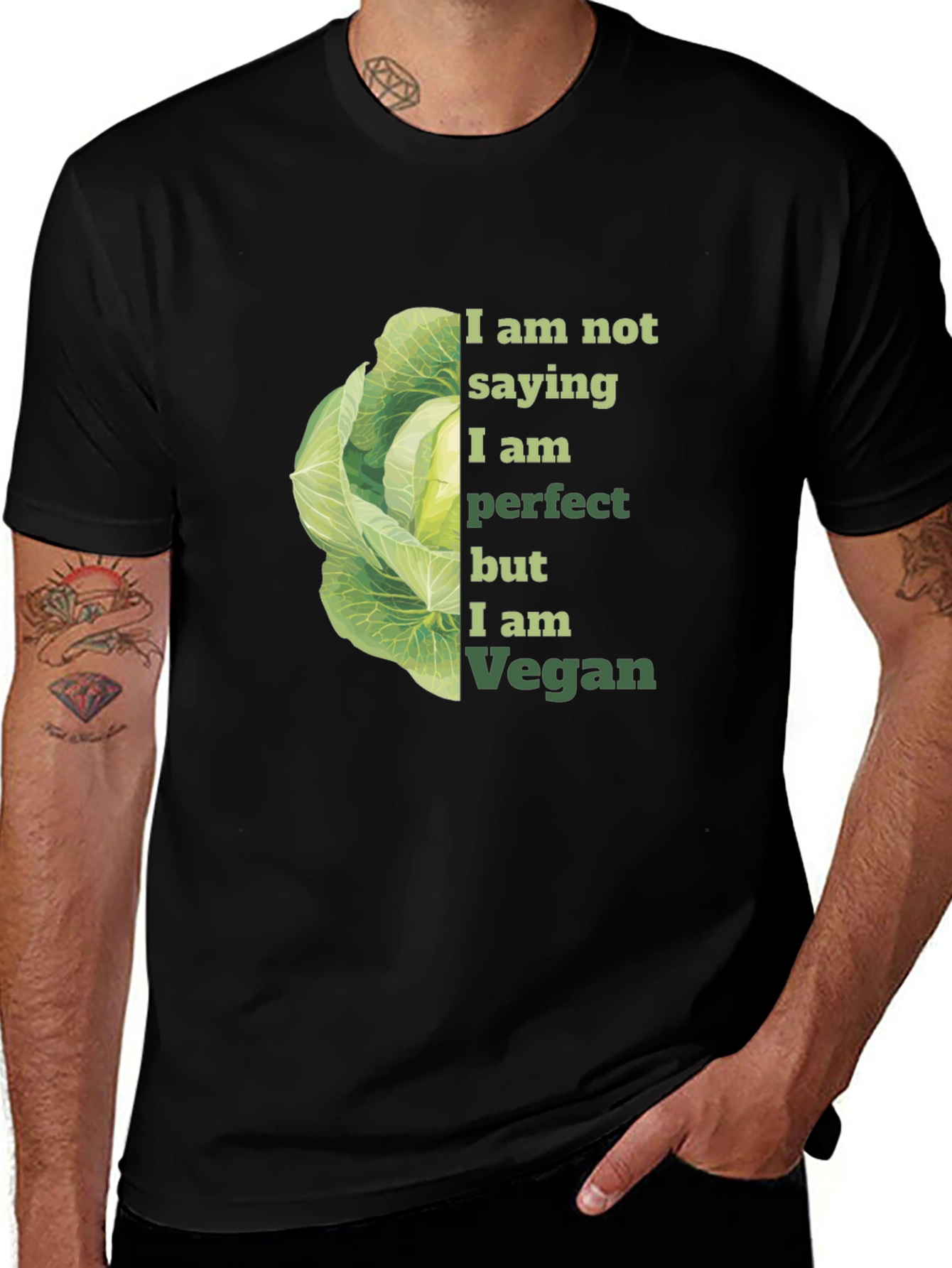 Variant 4 of Vegan T-Shirt with Cabbage Design