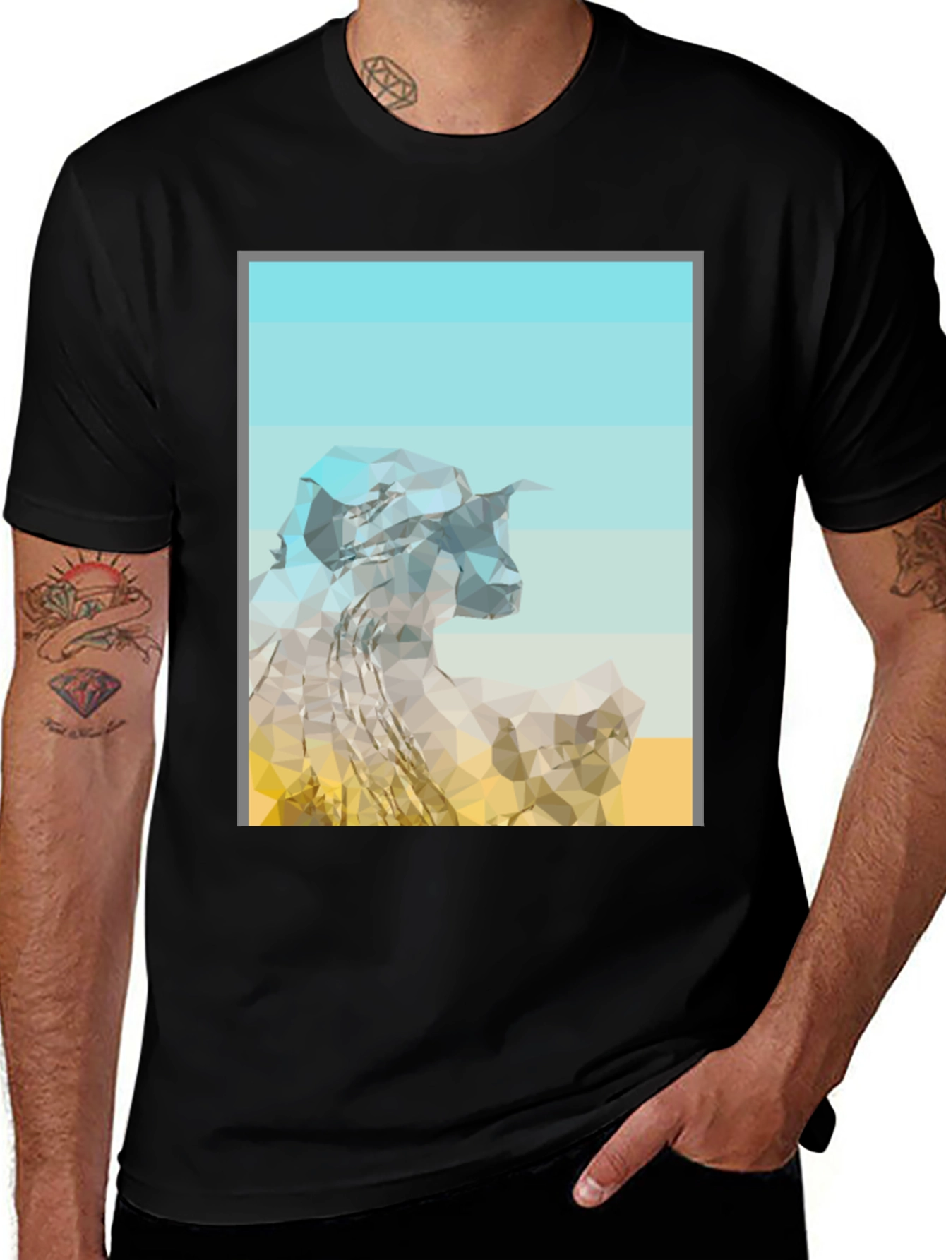 Variant 6 of Abstract Mountain Graphic Tee - Modern Black T-Shirt