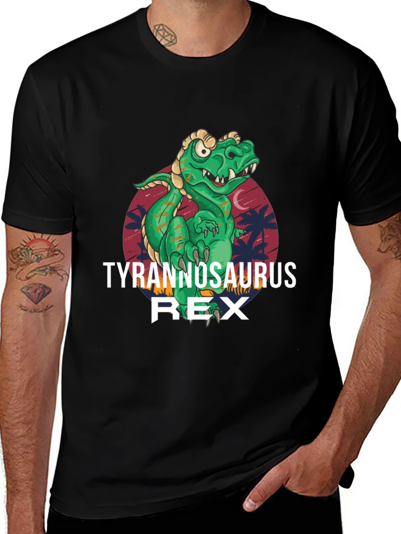 Variant 15 of Tyrannosaurus Rex Graphic Print Black T-Shirt