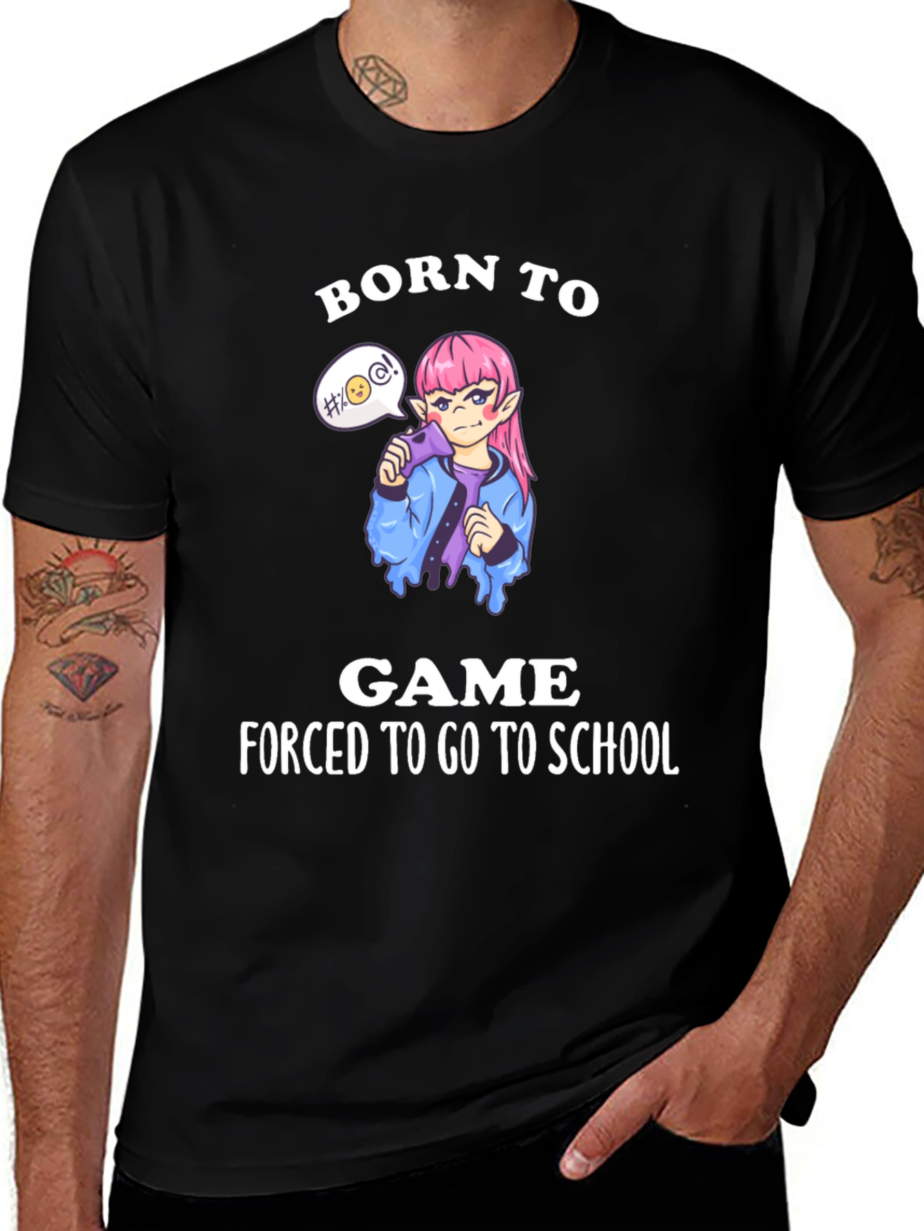 Variant 27 of Born To Game Black T-Shirt