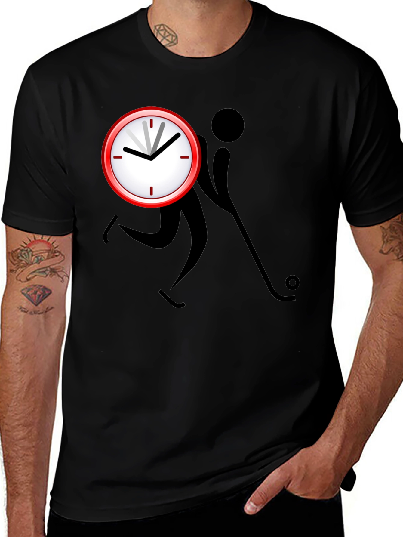 Variant 27 of Time to Hockey Black Graphic Tee