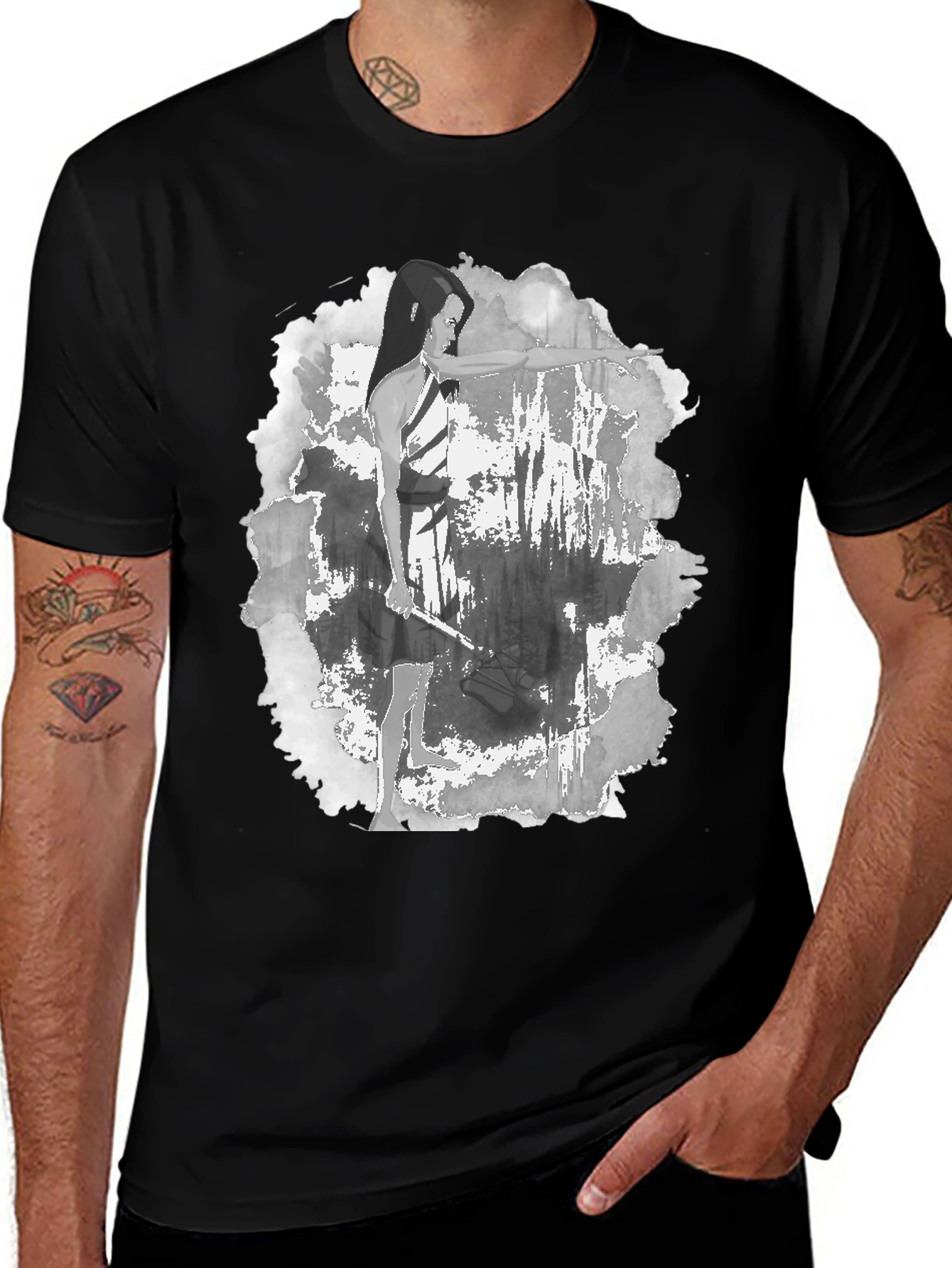 Archer Graphic Tee - Black Cotton Blend