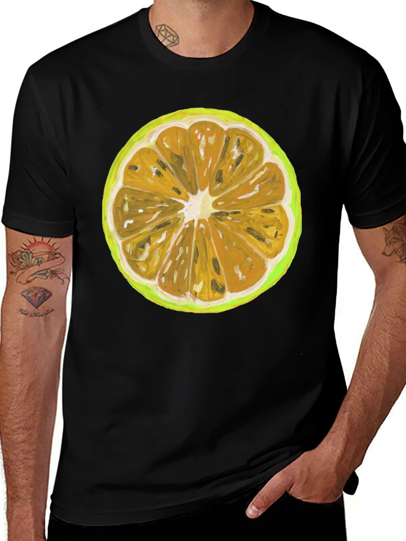Variant 8 of Citrus Slice Graphic Tee - Black