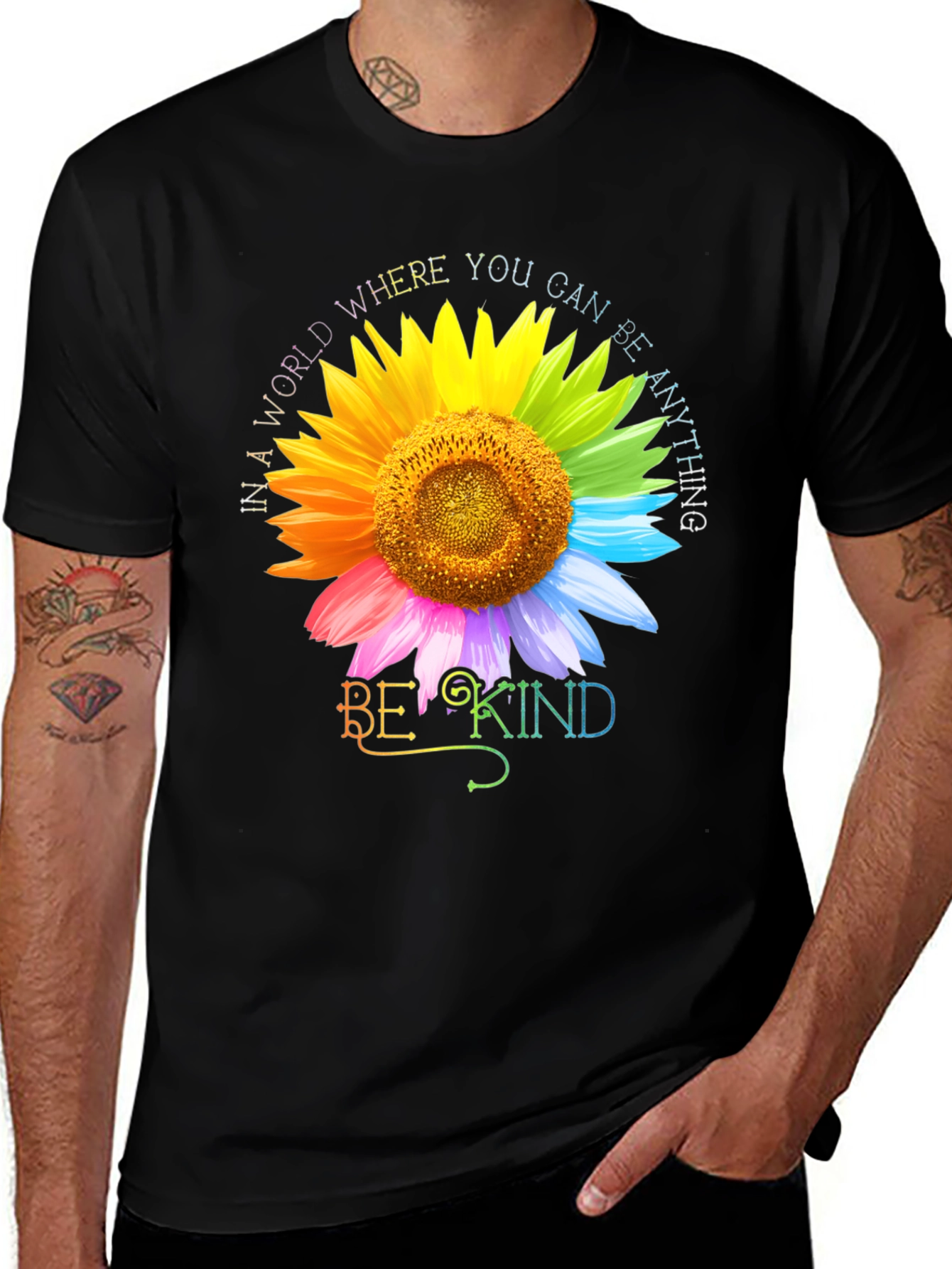 Variant 14 of Be Kind Rainbow Sunflower Graphic Tee