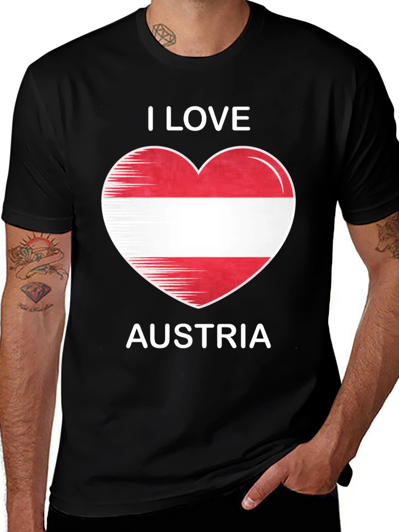I Love Austria T-Shirt - Austrian Heart Flag Graphic Tee