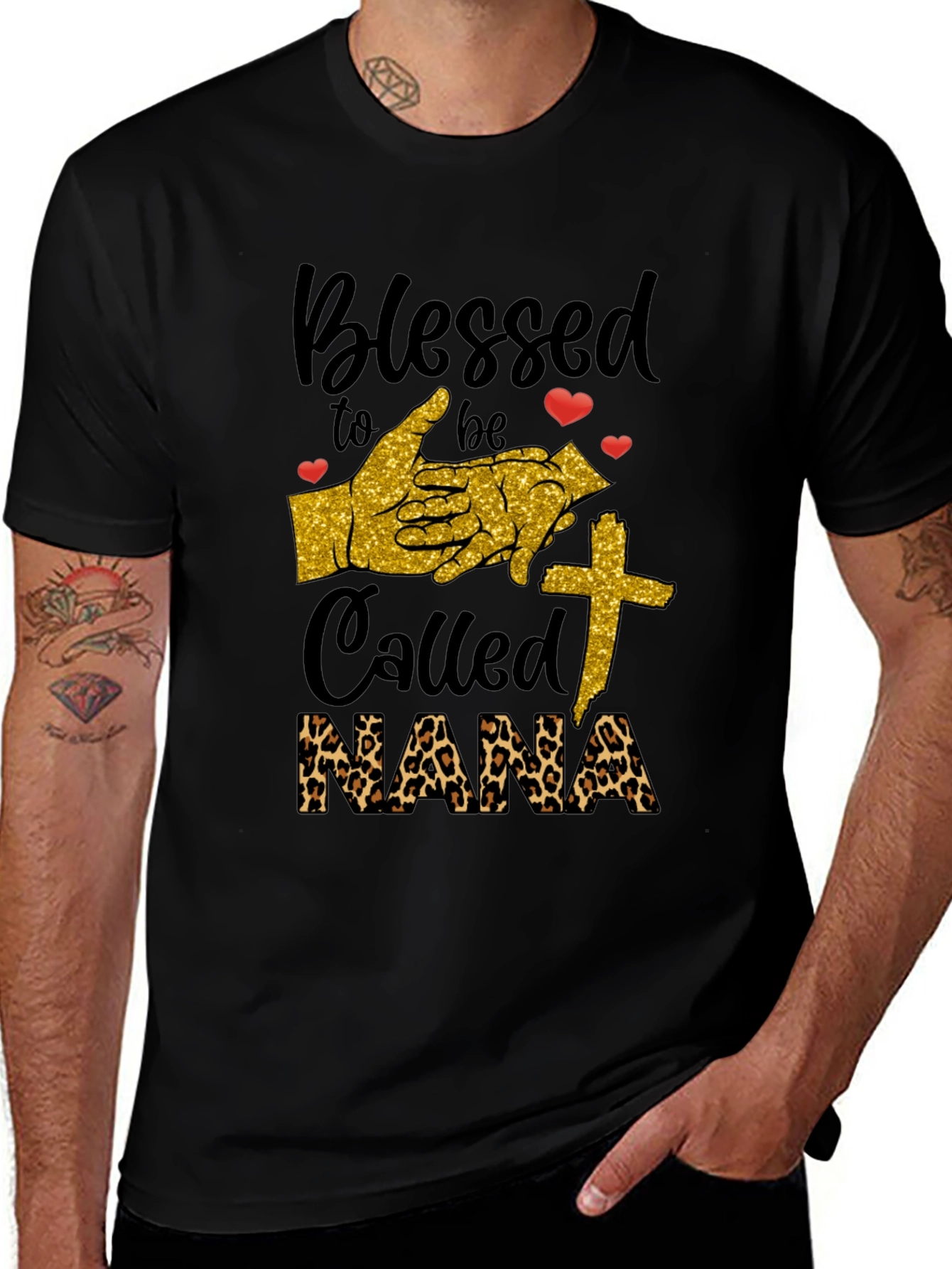 Variant 6 of Blessed Nana Graphic Tee - Stylish Leopard Print Design