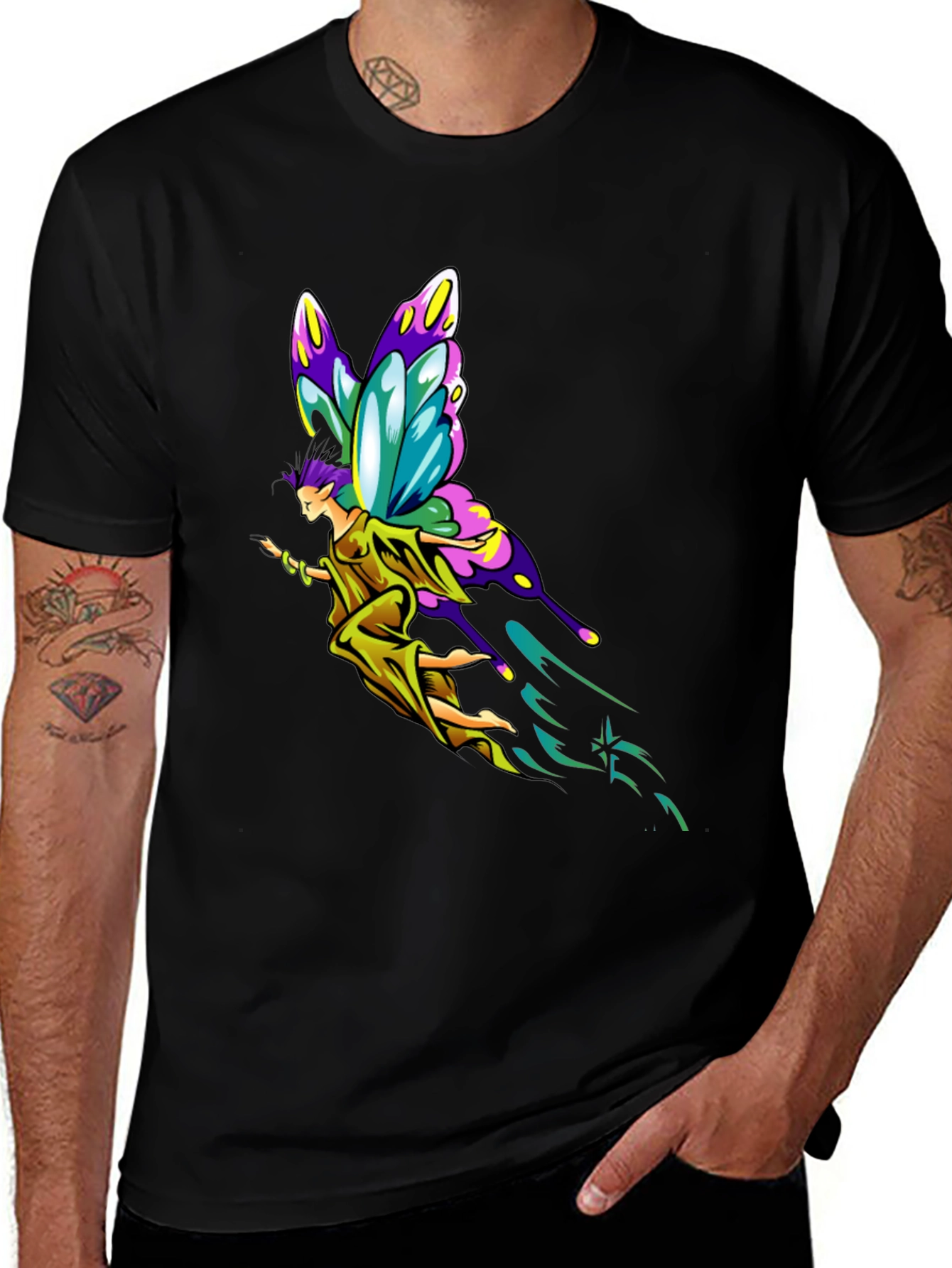 Variant 28 of Fantasy Fairy Graphic Tee - Black Cotton Comfort