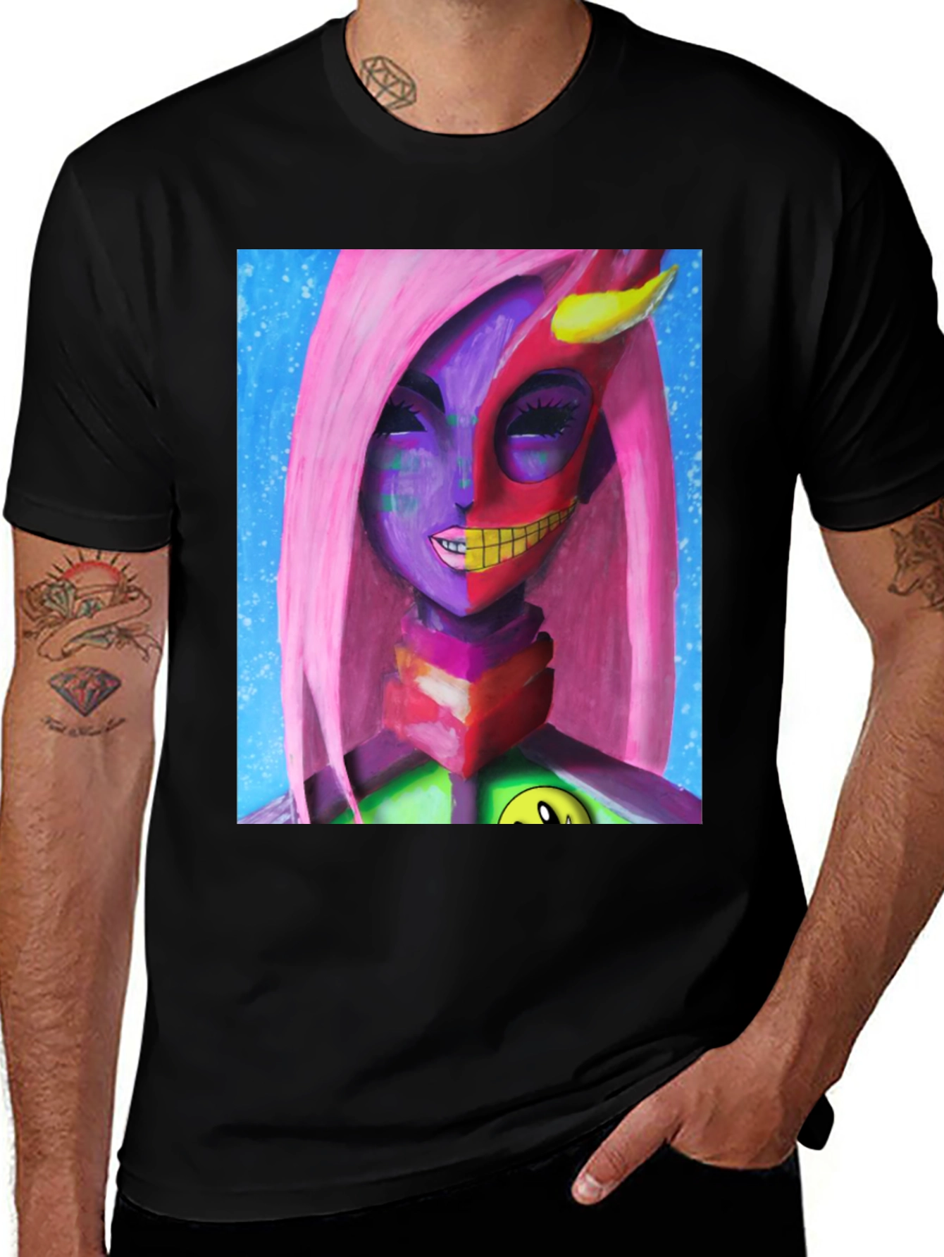 Variant 17 of Split Face Cartoon Tee - Bold Graphic Print