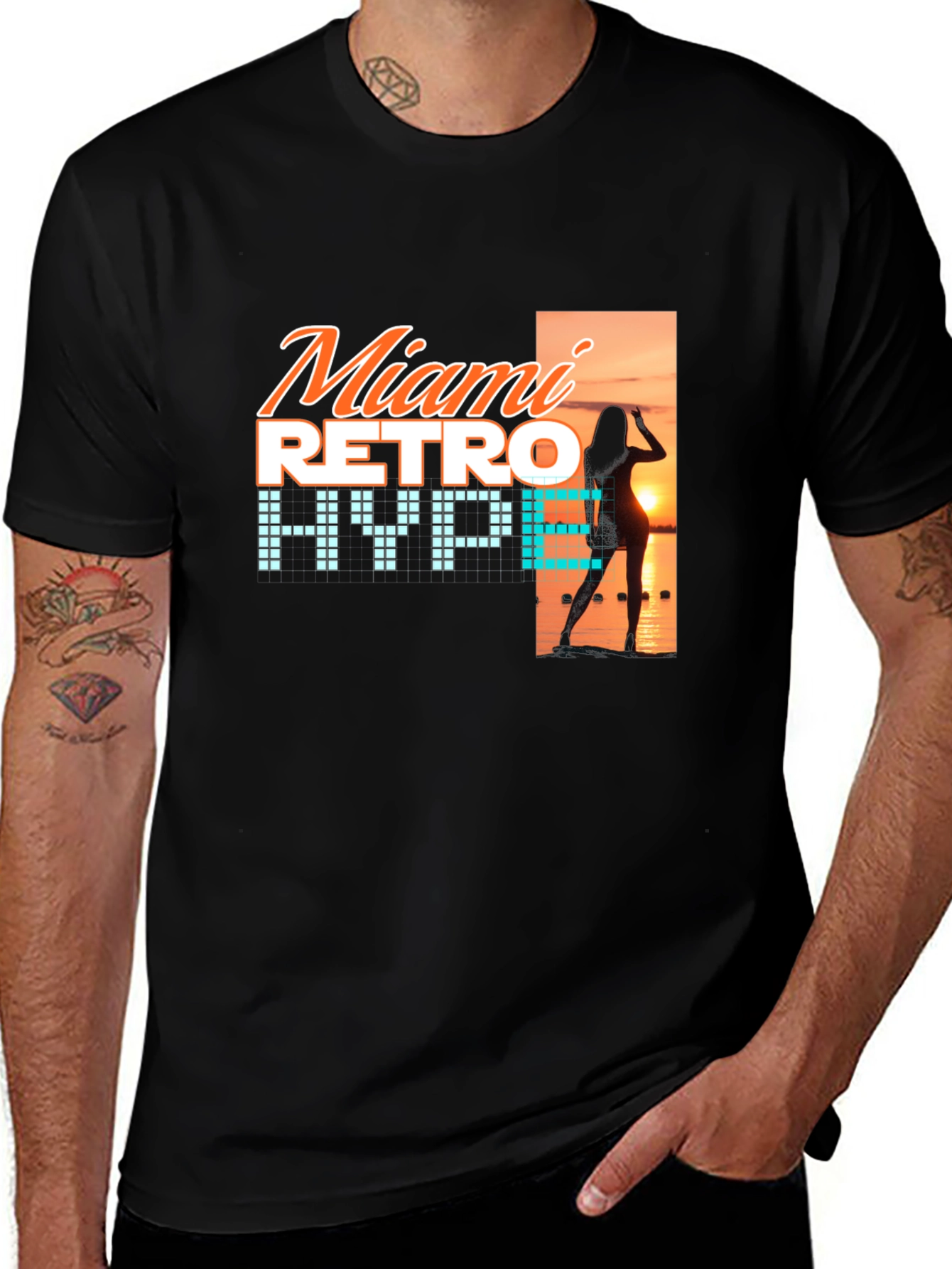 Miami Retro Hype Graphic Tee - Black