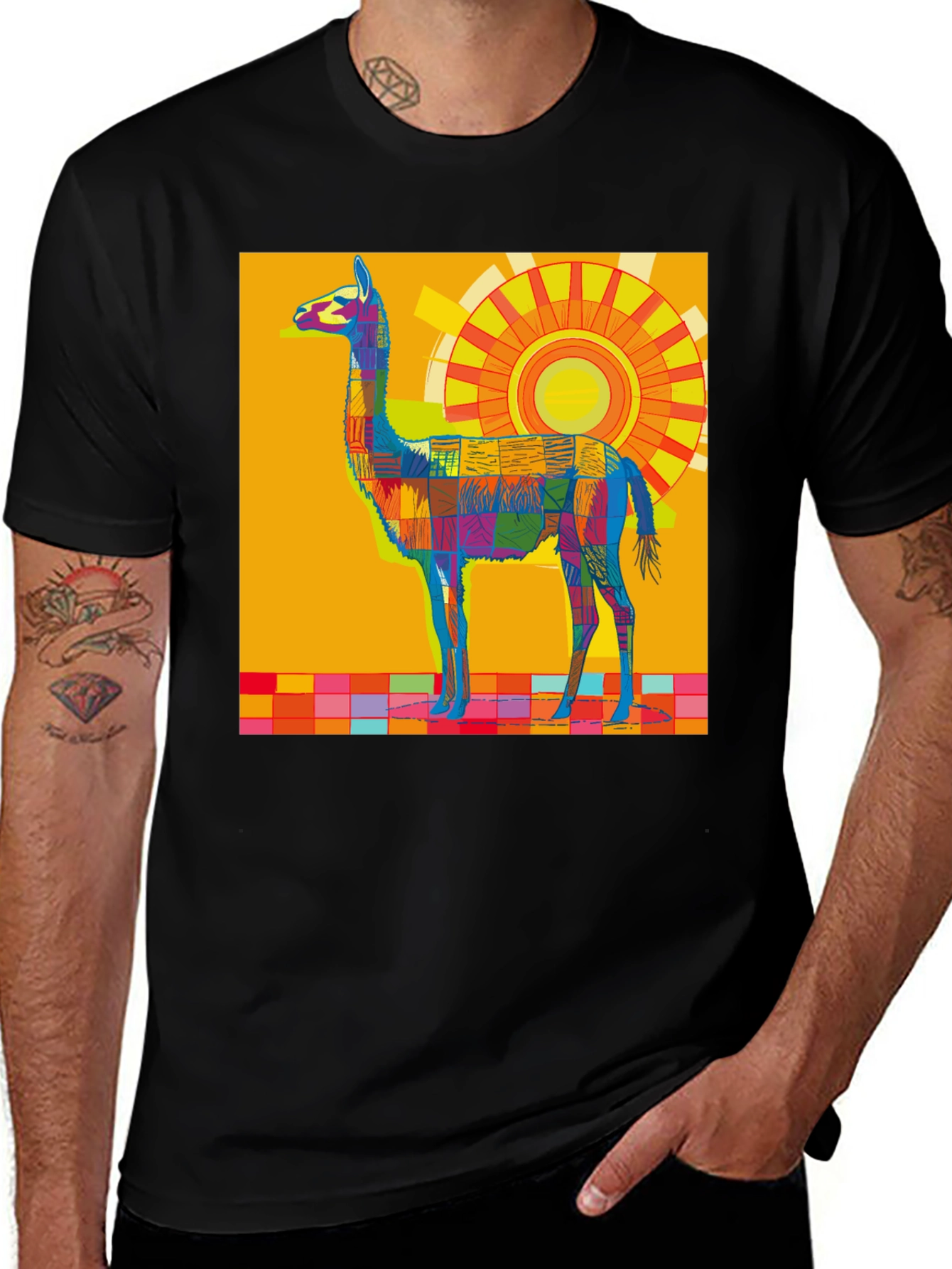 Variant 18 of Vibrant Llama Graphic Tee - Bold Artistic Style