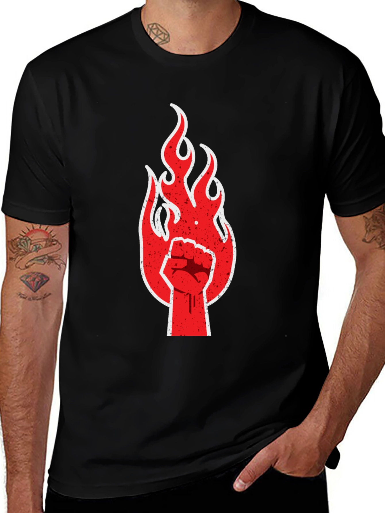 Variant 24 of Fiery Fist Graphic Tee - Bold Rebellion Style