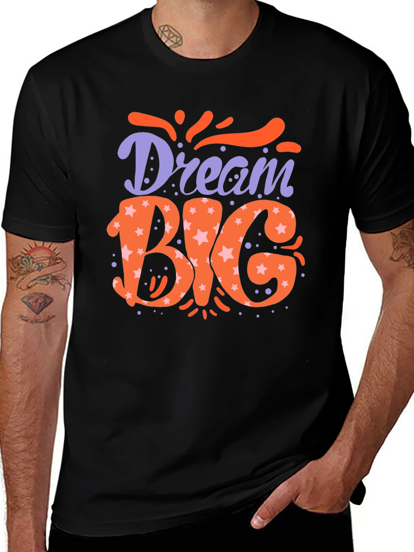 Variant 25 of Dream Big Graphic Tee - Trendy Men's Black T-Shirt