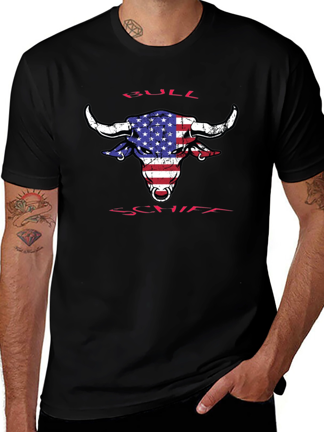 Variant 4 of American Flag Bull T-Shirt - Patriotic Graphic Tee