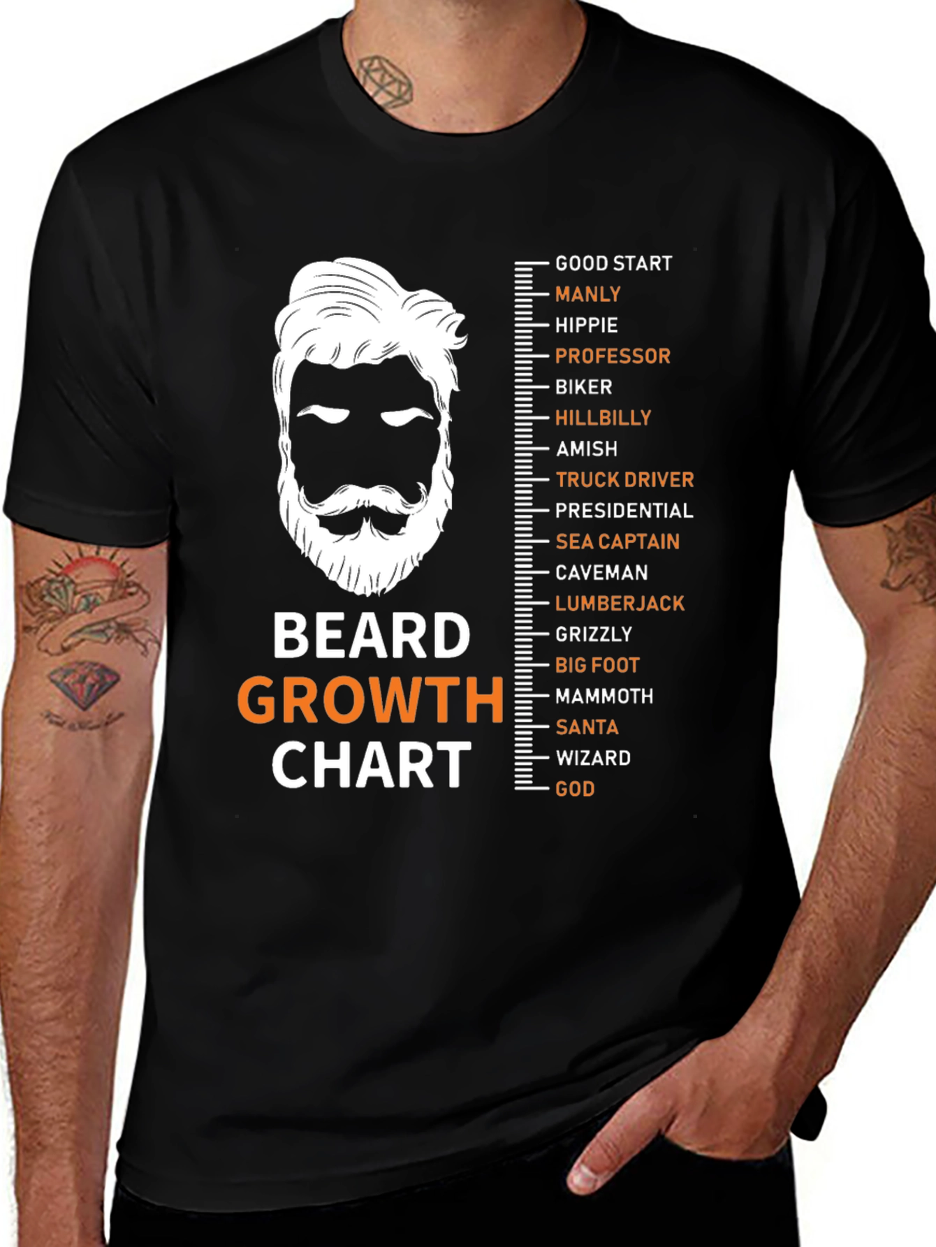 Variant 30 of Beard Growth Chart T-Shirt - Funny Graphic Tee